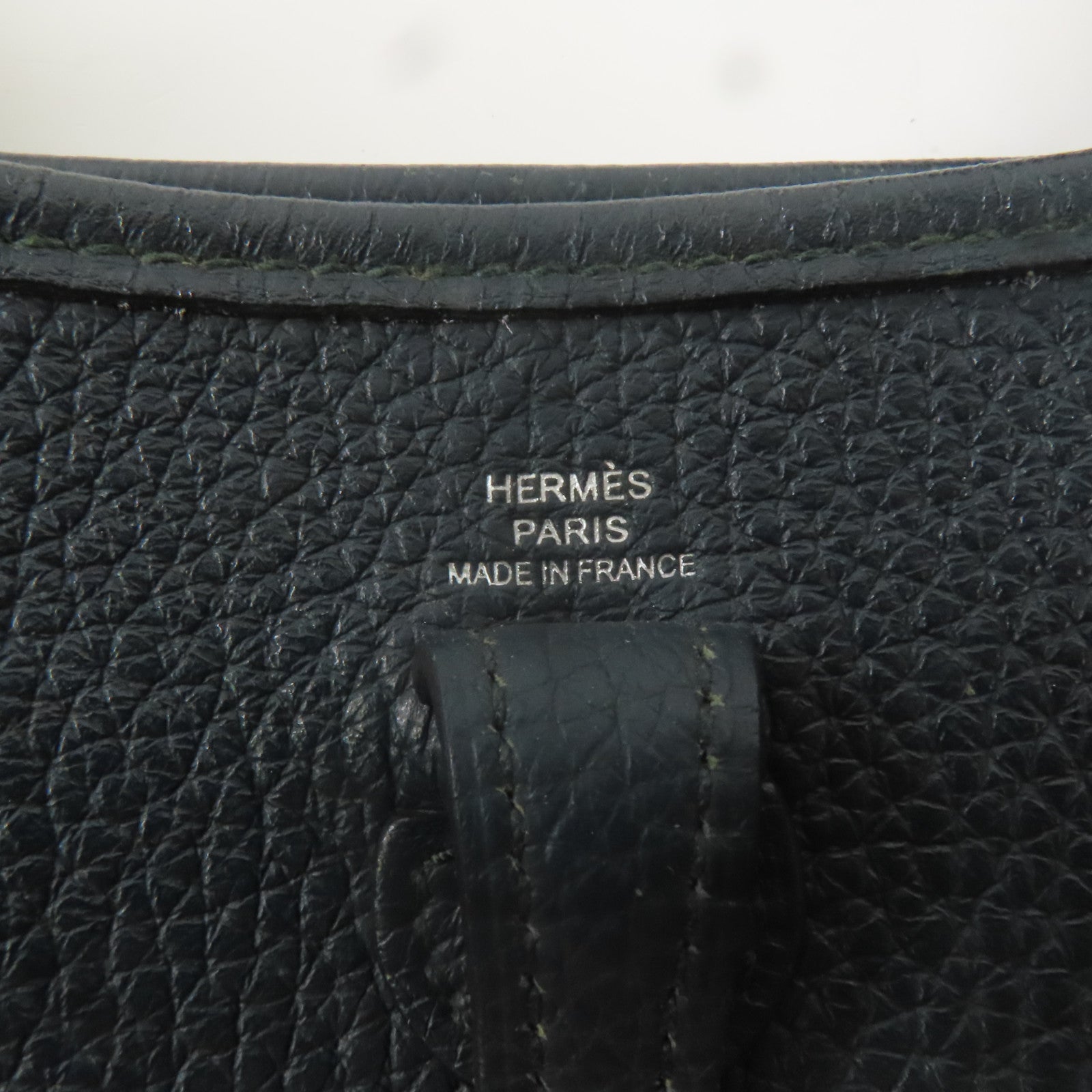 HERMES Clemence皮革Evelyne TPM銀扣肩背袋博斯普魯斯綠色