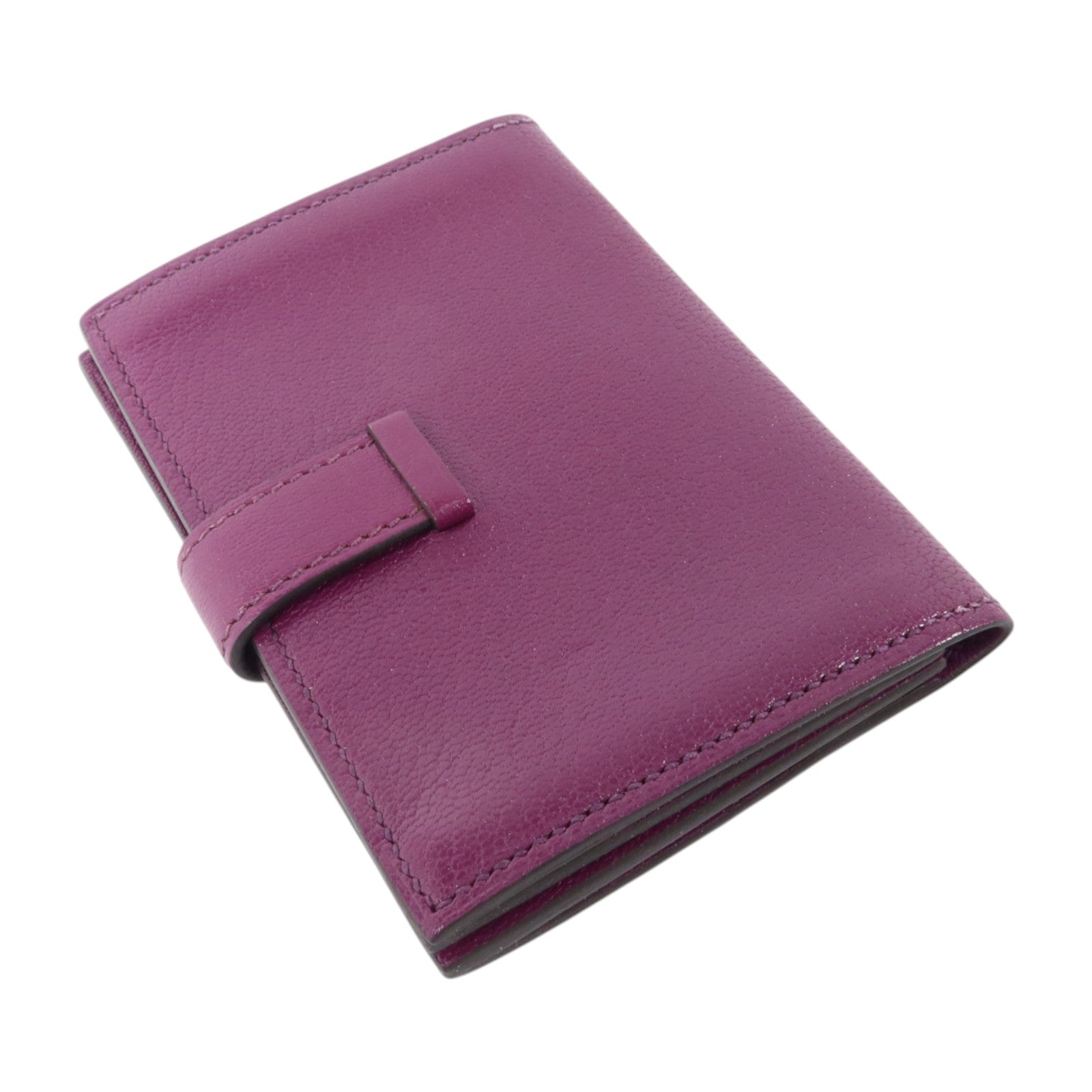 HERMES Chevre皮革Bearn Card Case金扣卡片套Anemone