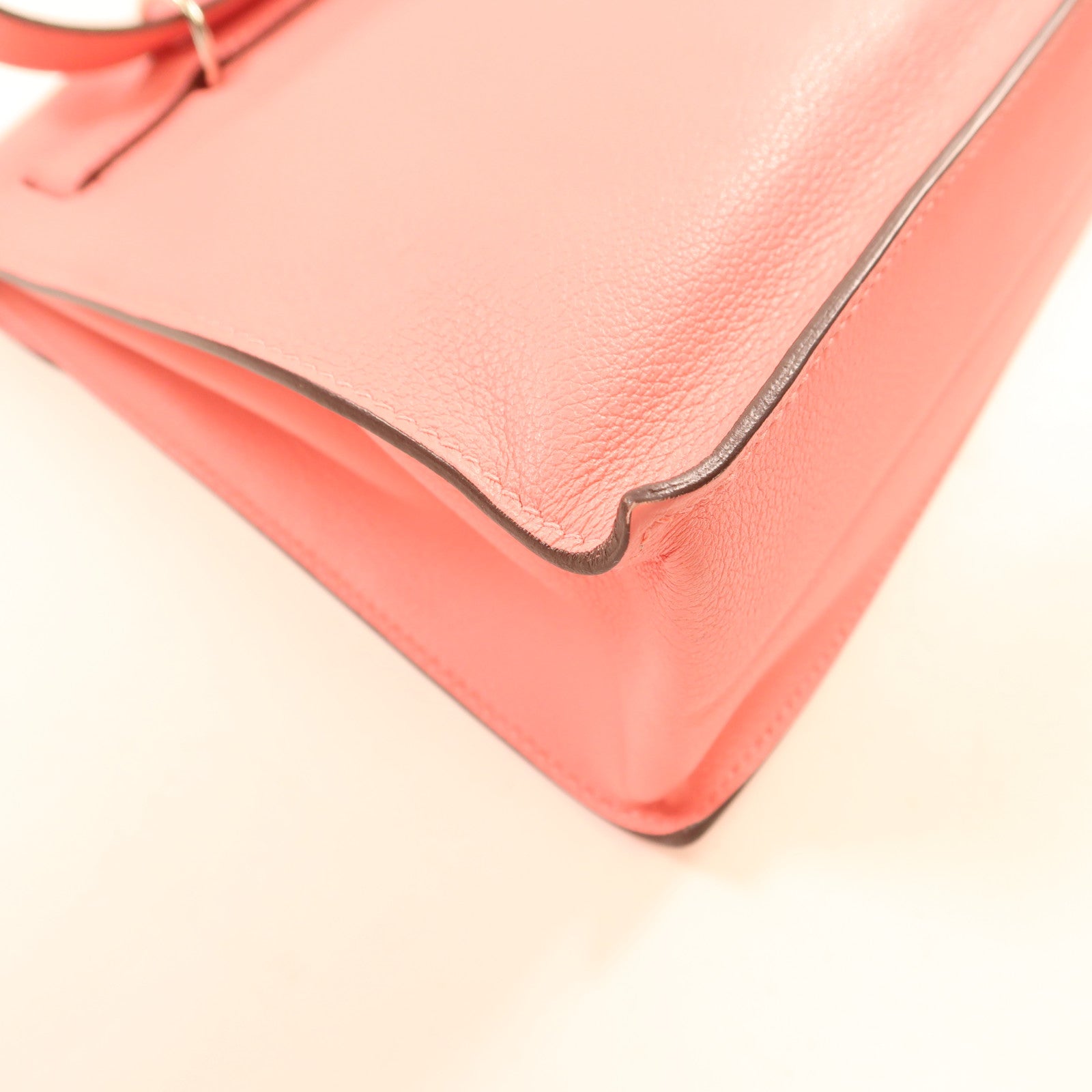 HERMES 【激減優惠】Evercolor皮革Kelly Dance銀扣肩背袋Rose D'ete