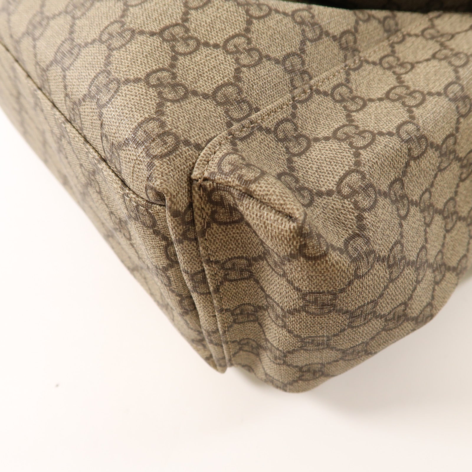 GUCCI 塗層帆布Shoulder Bag金扣肩背袋啡色