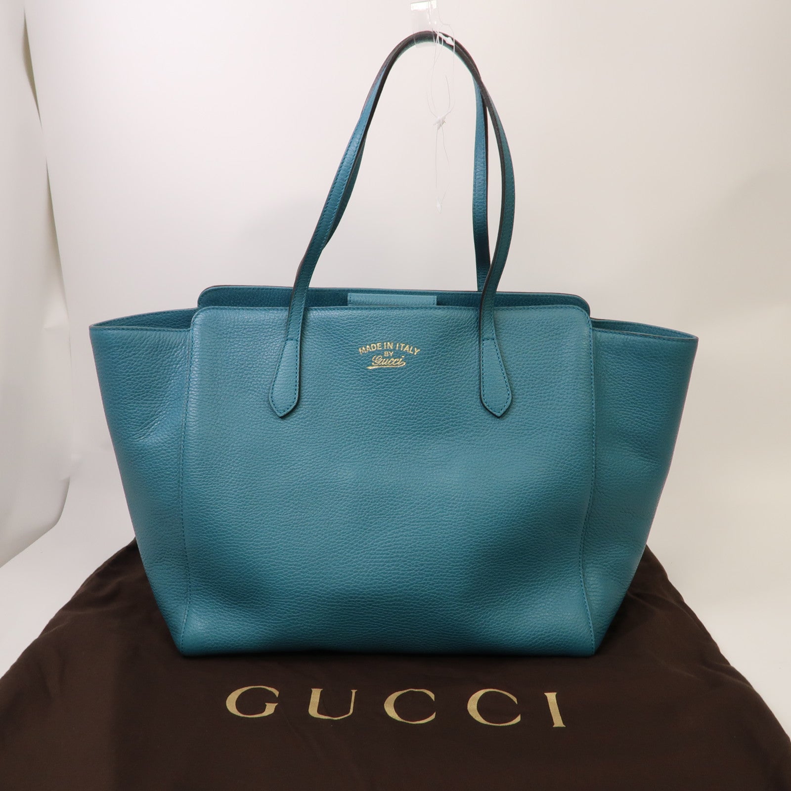 GUCCI 牛皮皮革Swing Large Tote Bag金扣手挽袋藍色