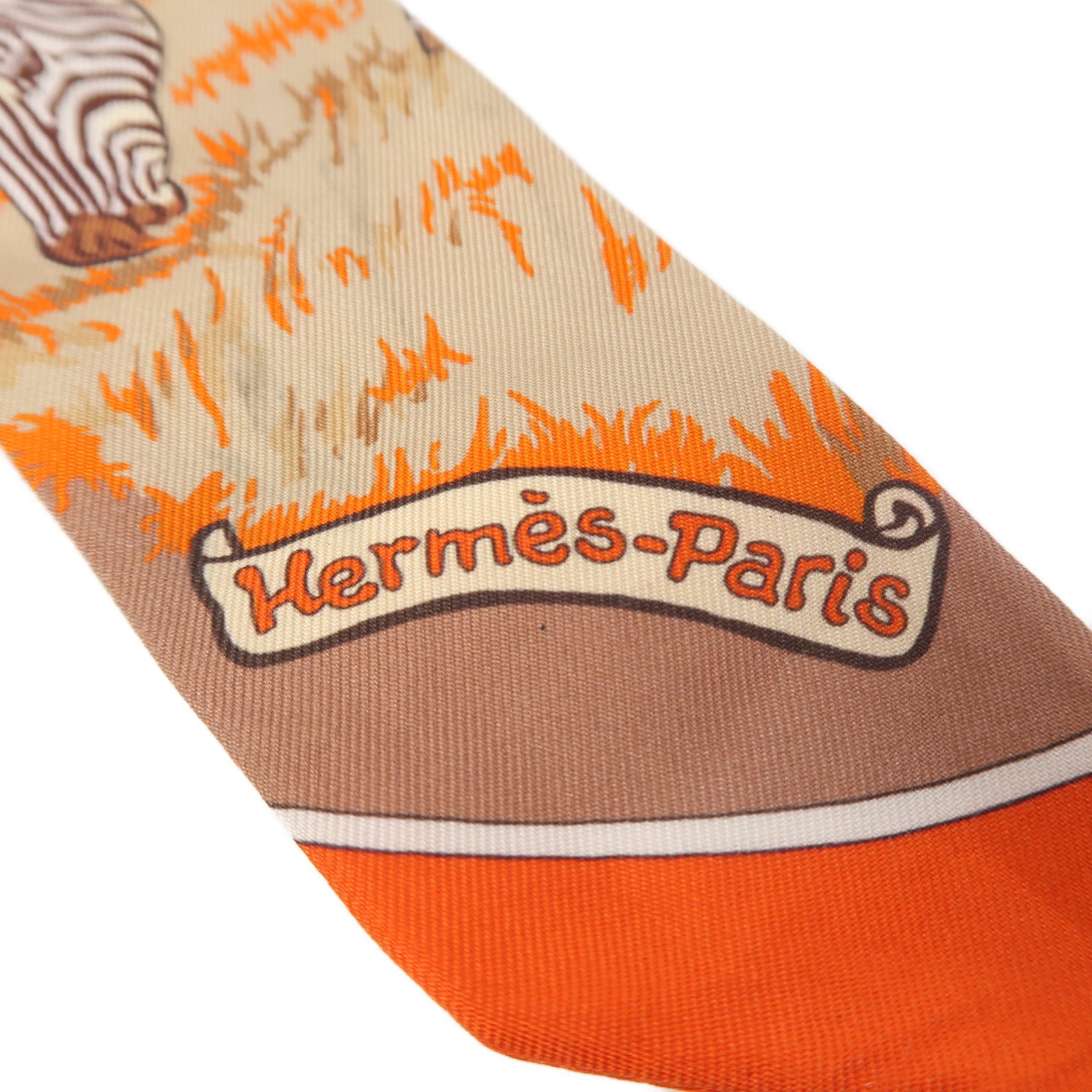 HERMES 絲質Twilly絲巾橙色