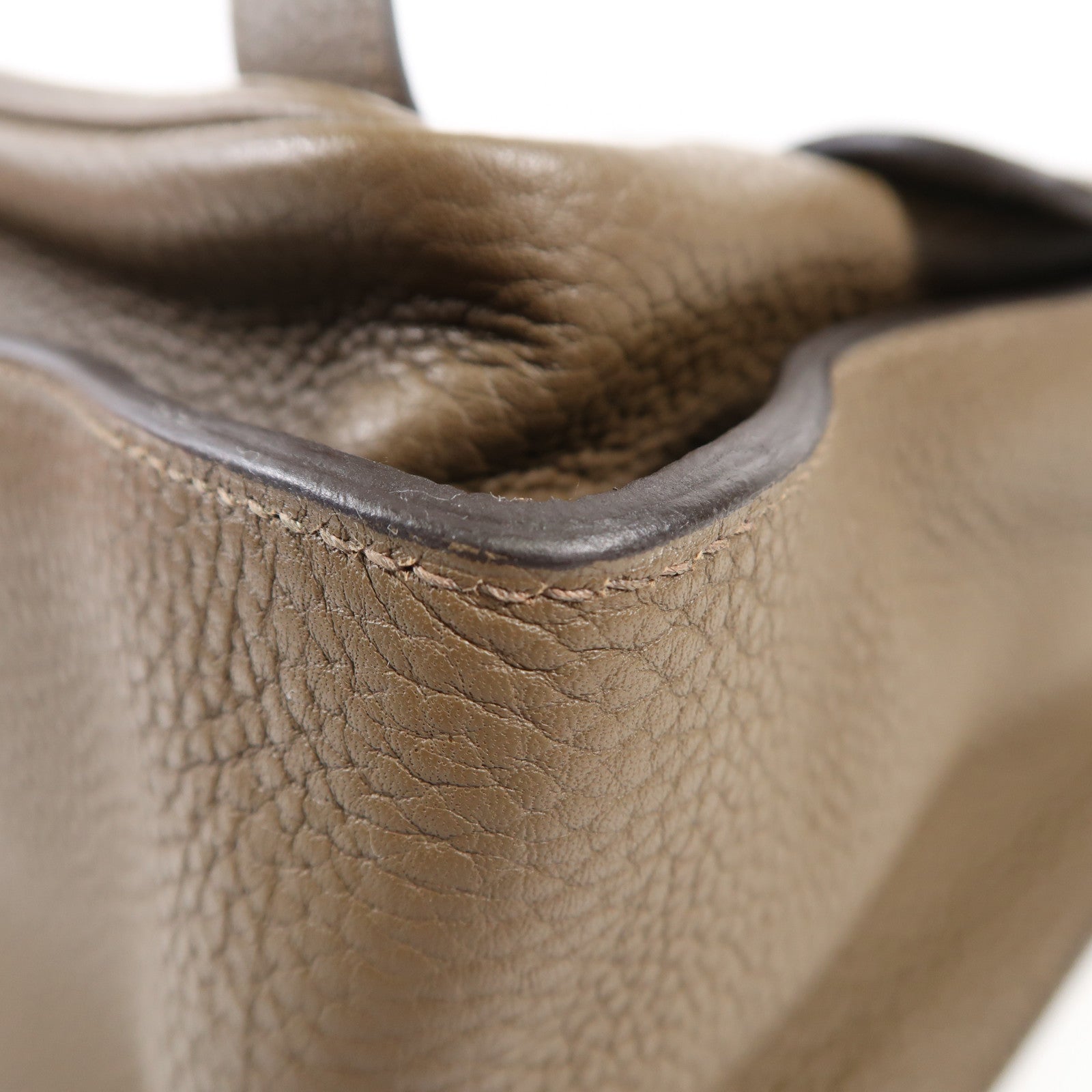 HERMES 【激減優惠】Clemence皮革Steve 35銀扣肩背袋Taupe