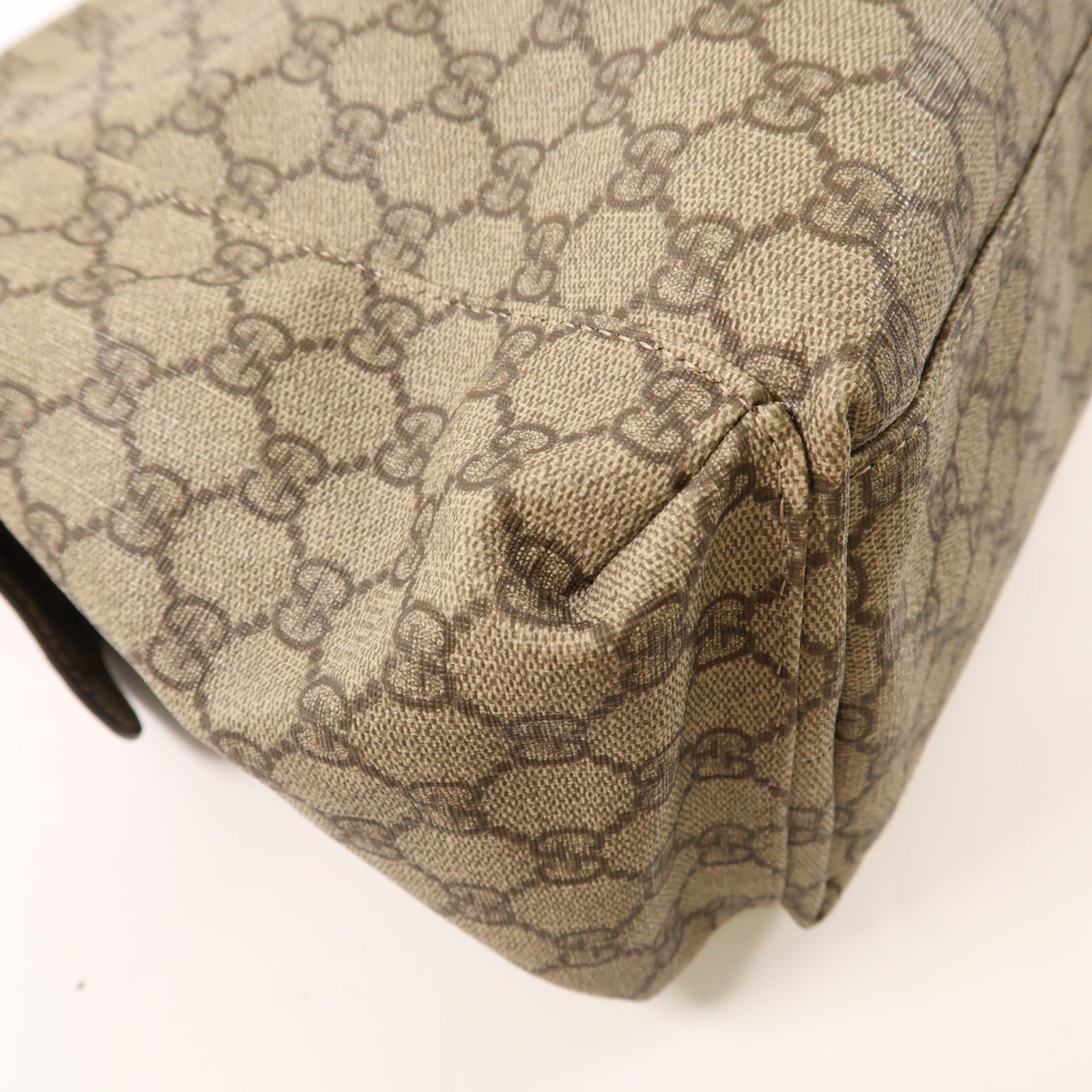 GUCCI 塗層帆布Shoulder Bag金扣肩背袋啡色
