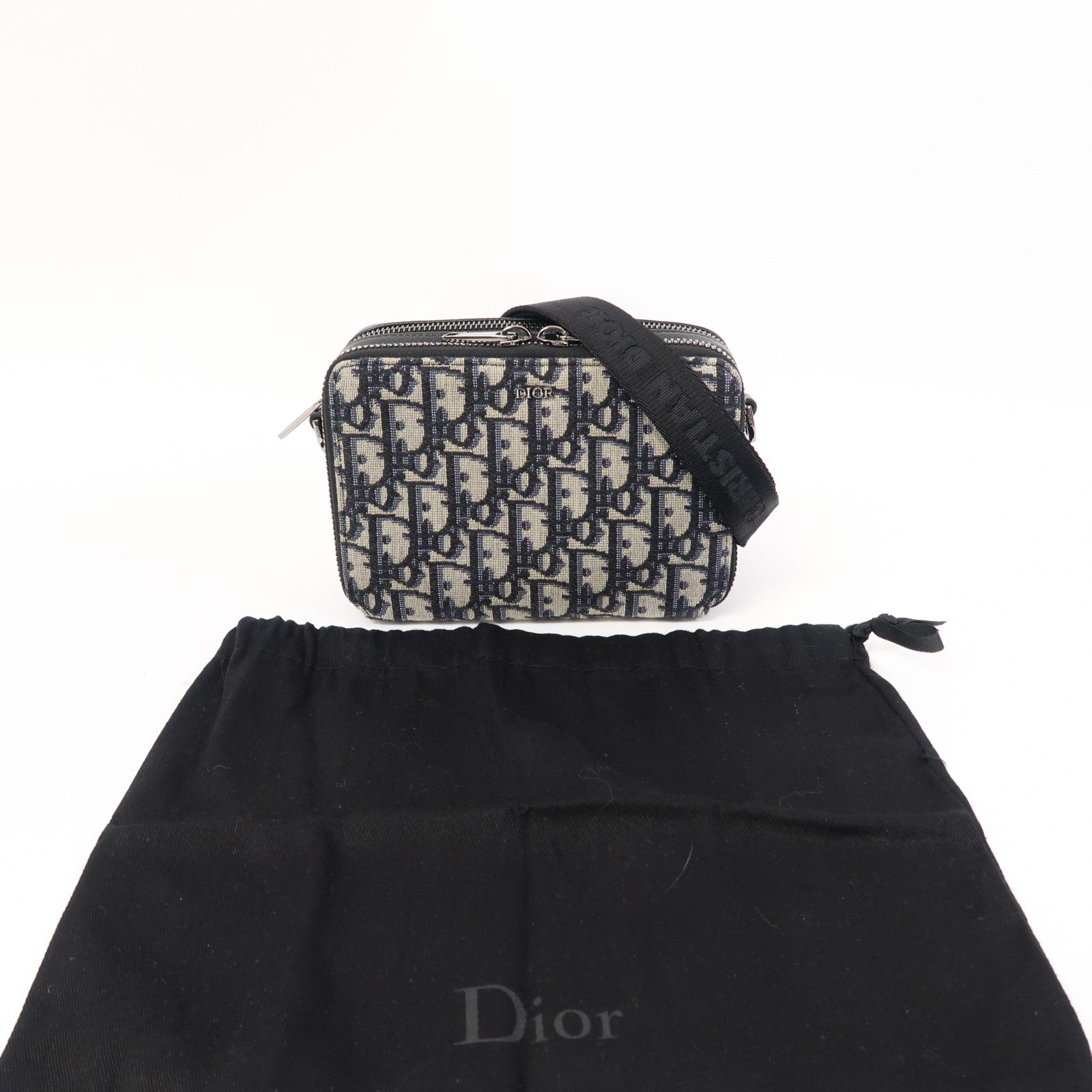 Dior 帆布Shoulder Bag銀扣肩背袋藍色