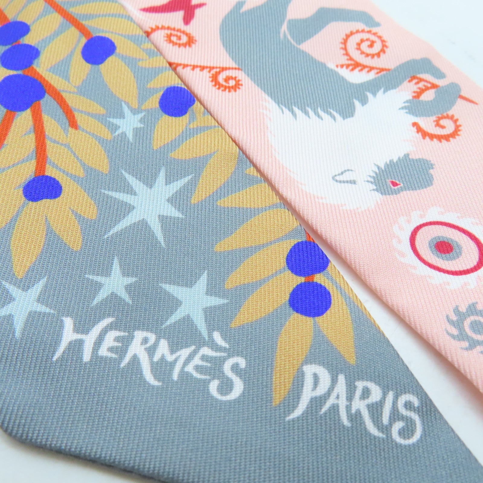 HERMES 【激減優惠】絲質Twilly絲巾粉紅色