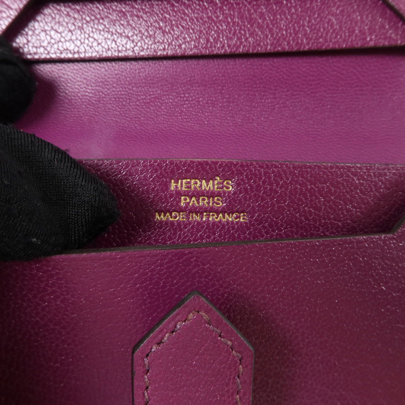 HERMES Chevre皮革Bearn Card Case金扣卡片套Anemone