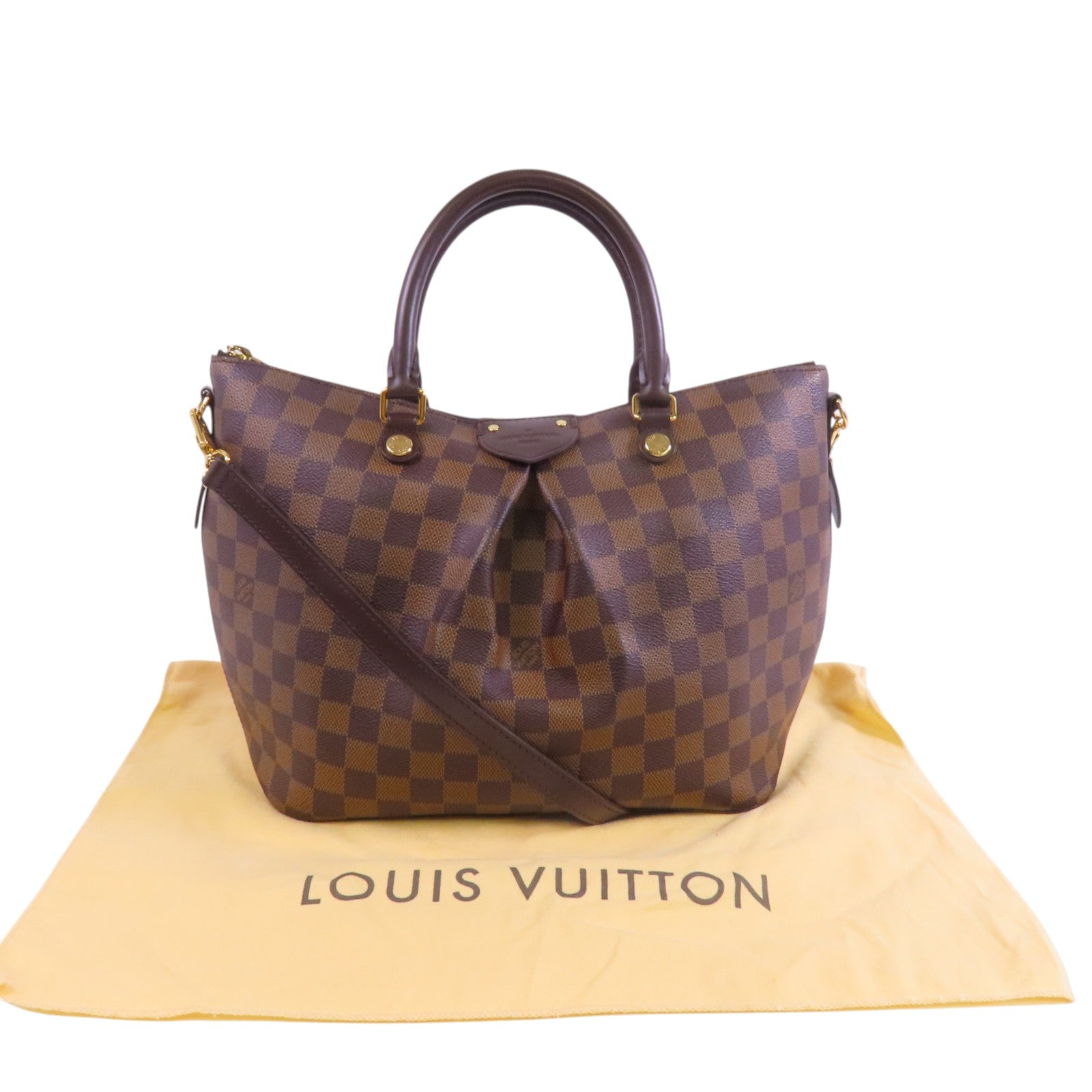 LOUIS VUITTON Damier Ebene Siena MM金扣手挽肩背兩用袋