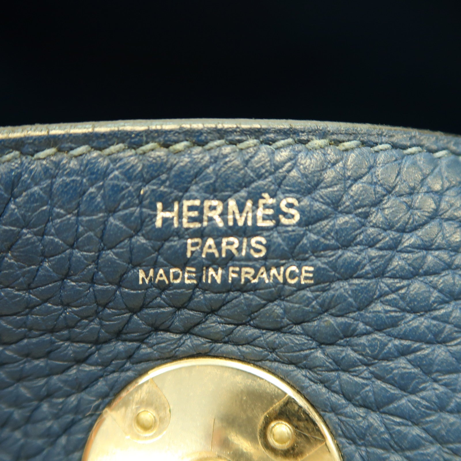 HERMES Clemence皮革Lindy 26銀扣手挽肩背兩用袋Colvert/藍色