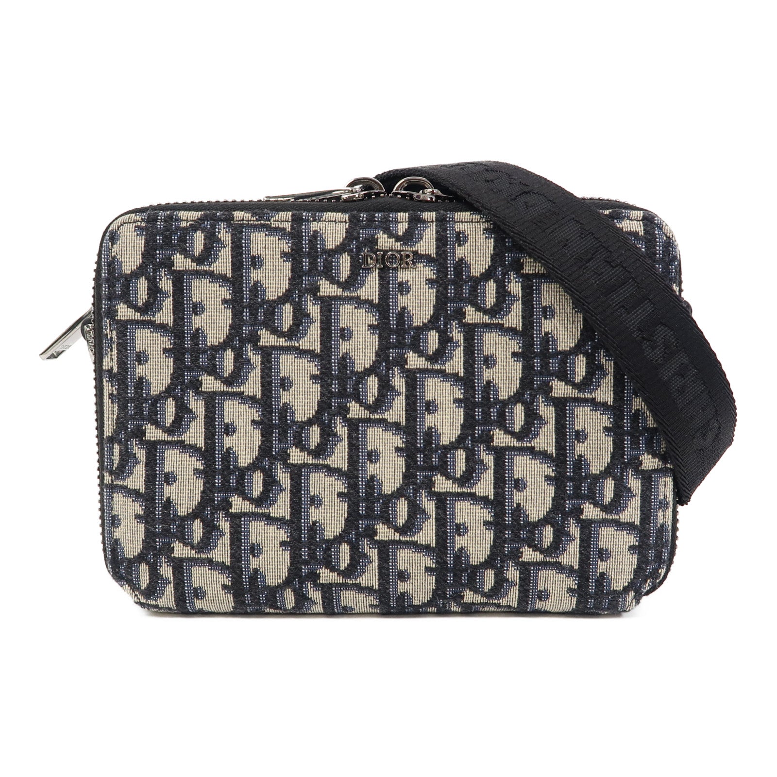 Dior 帆布Shoulder Bag銀扣肩背袋藍色