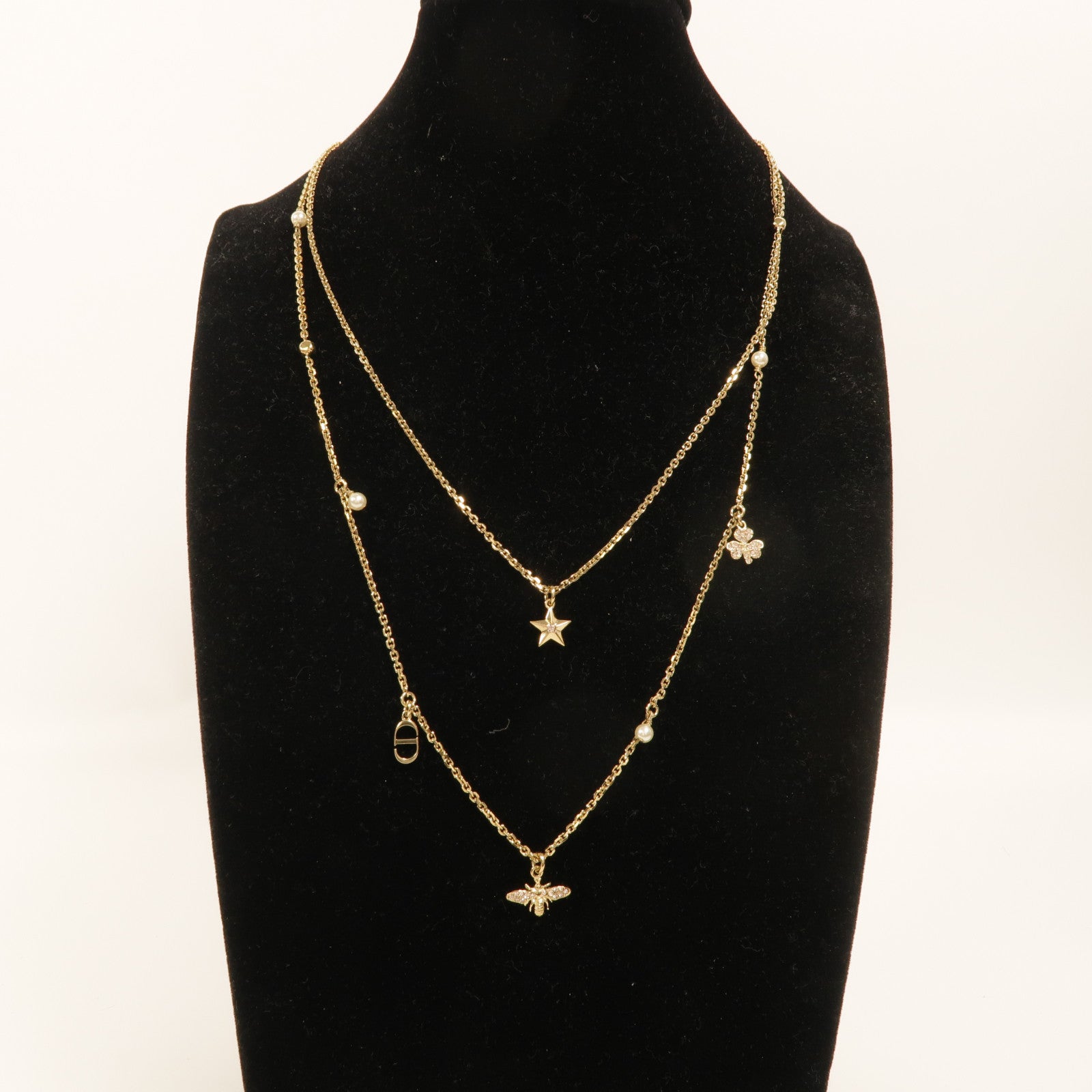 Dior 金屬Gold Bee and Star Double Necklace項鍊