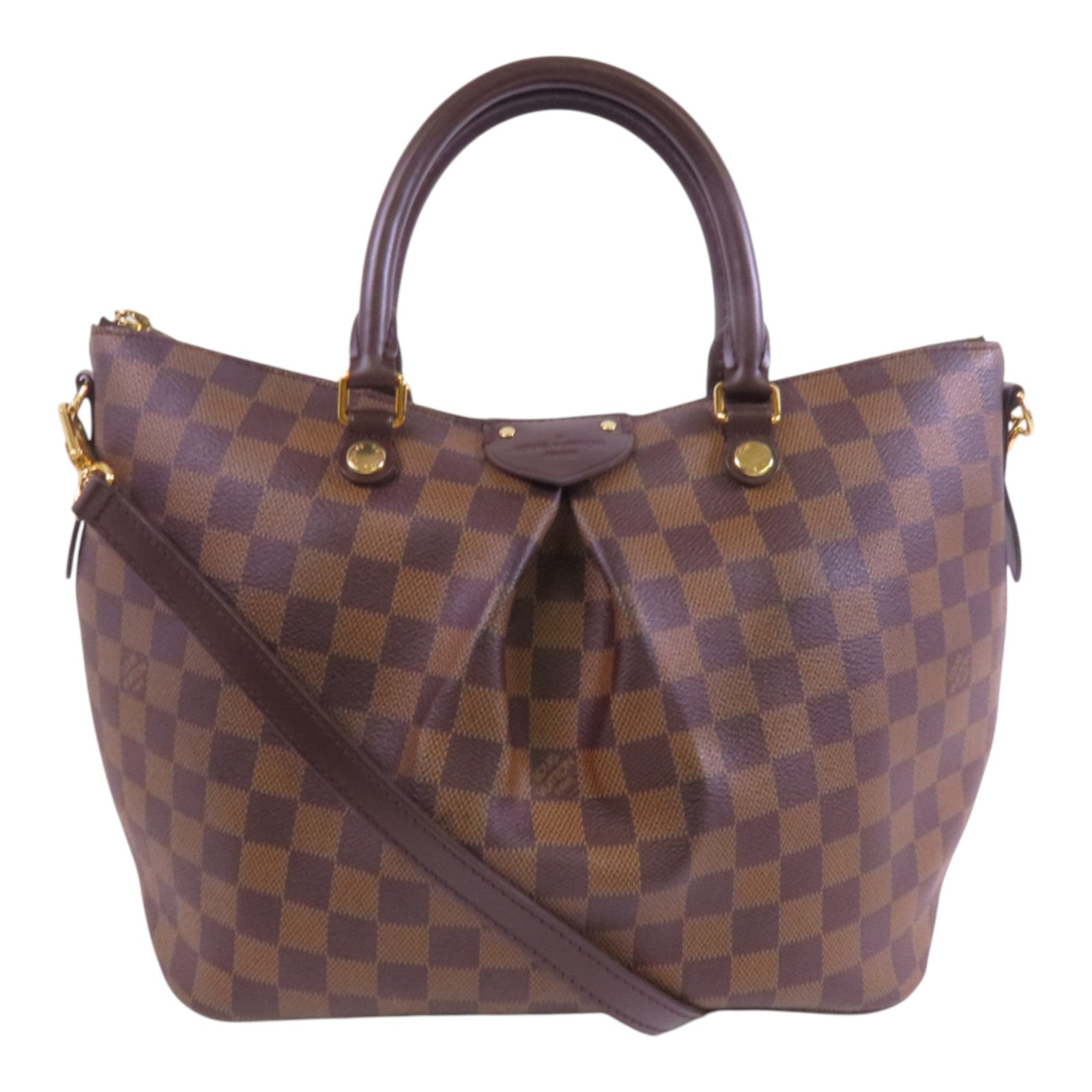 LOUIS VUITTON Damier Ebene Siena MM金扣手挽肩背兩用袋