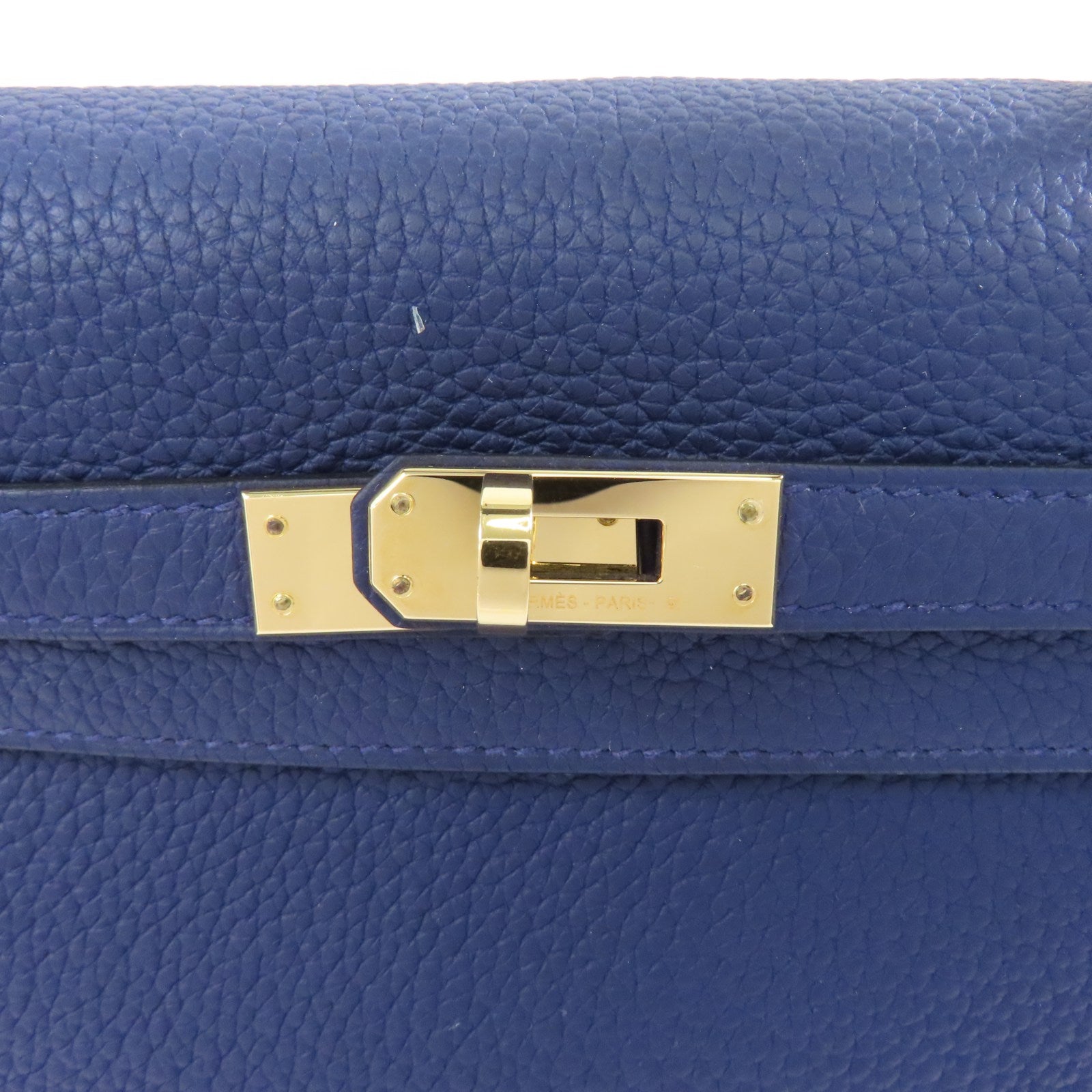 HERMES 【激減優惠】Togo皮革Kelly 25金扣手挽肩背兩用袋Bleu Saphir/藍色