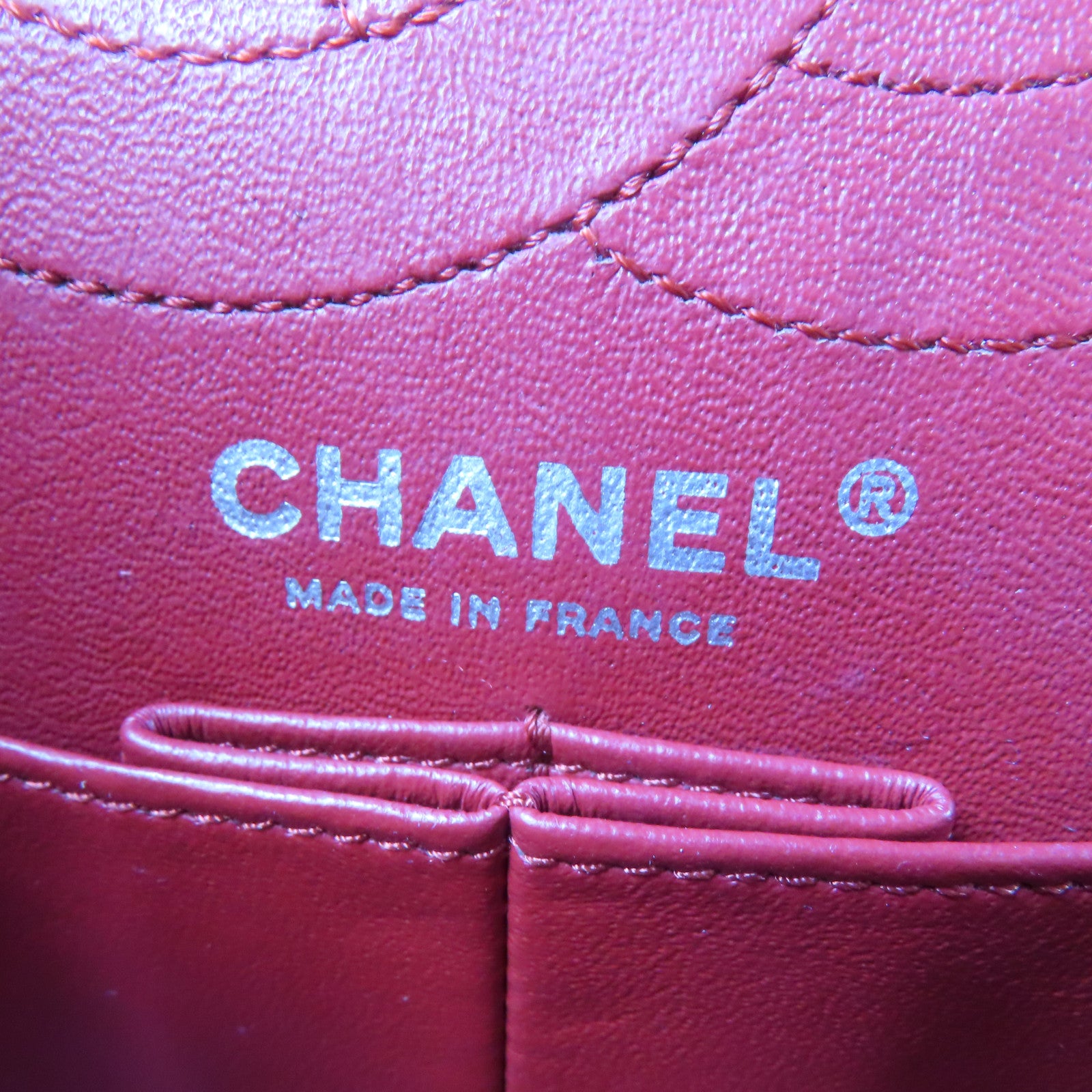 CHANEL **【激減優惠】菱格牛皮皮革2.55銀扣肩背袋紅色