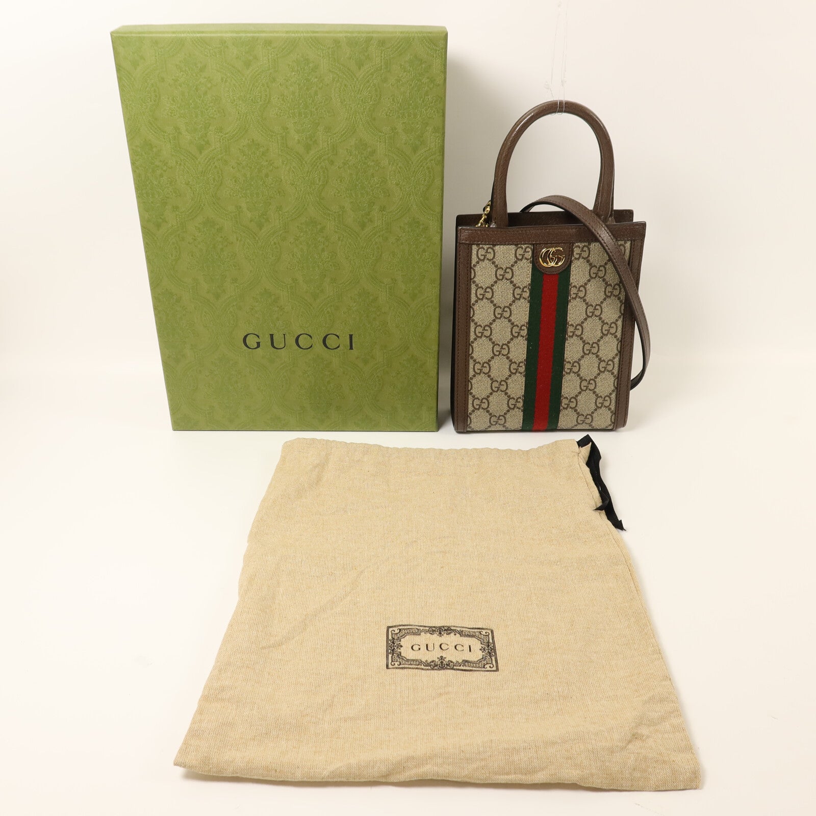 GUCCI 帆布Ophidia Mini Bag金扣手挽肩背兩用袋