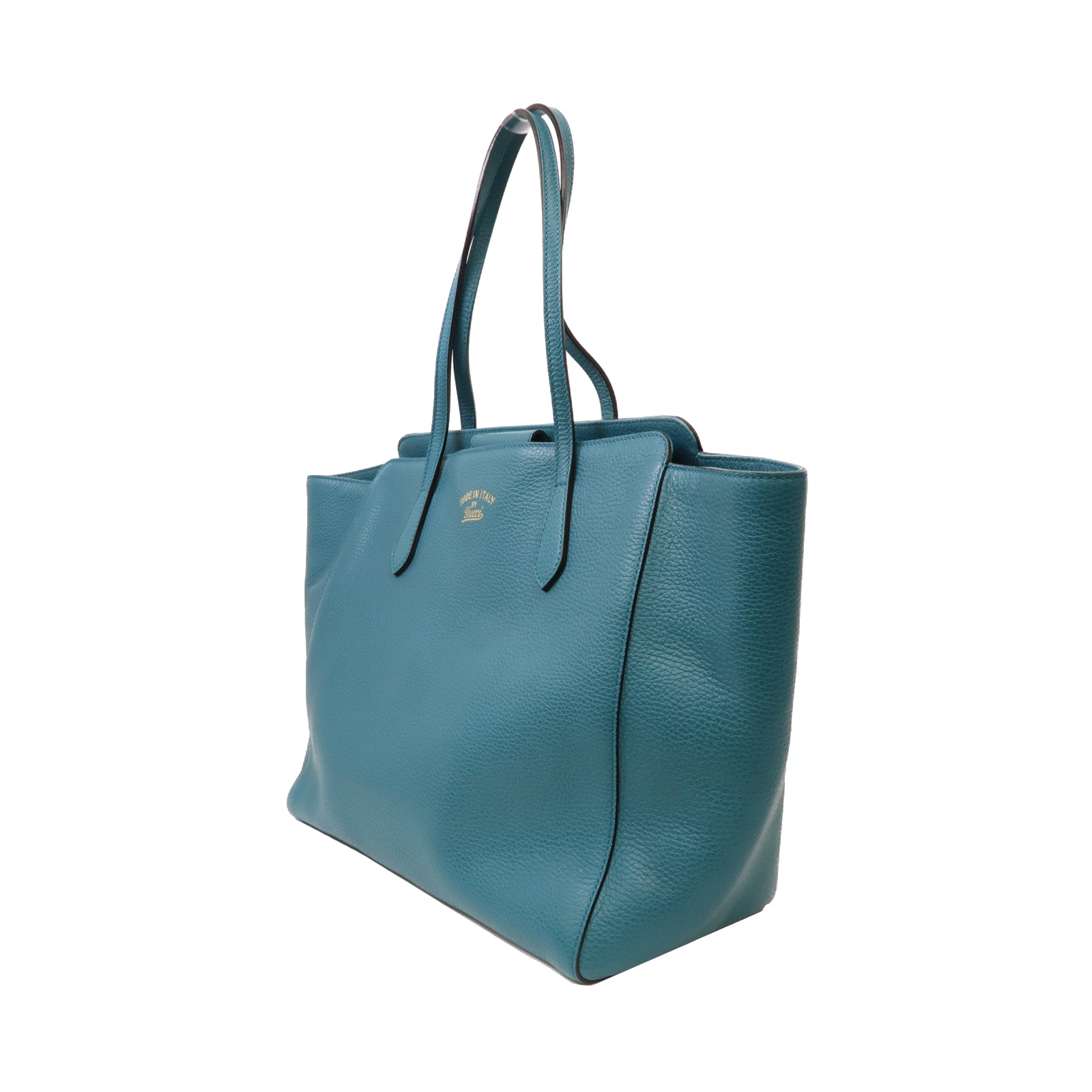 GUCCI 牛皮皮革Swing Large Tote Bag金扣手挽袋藍色