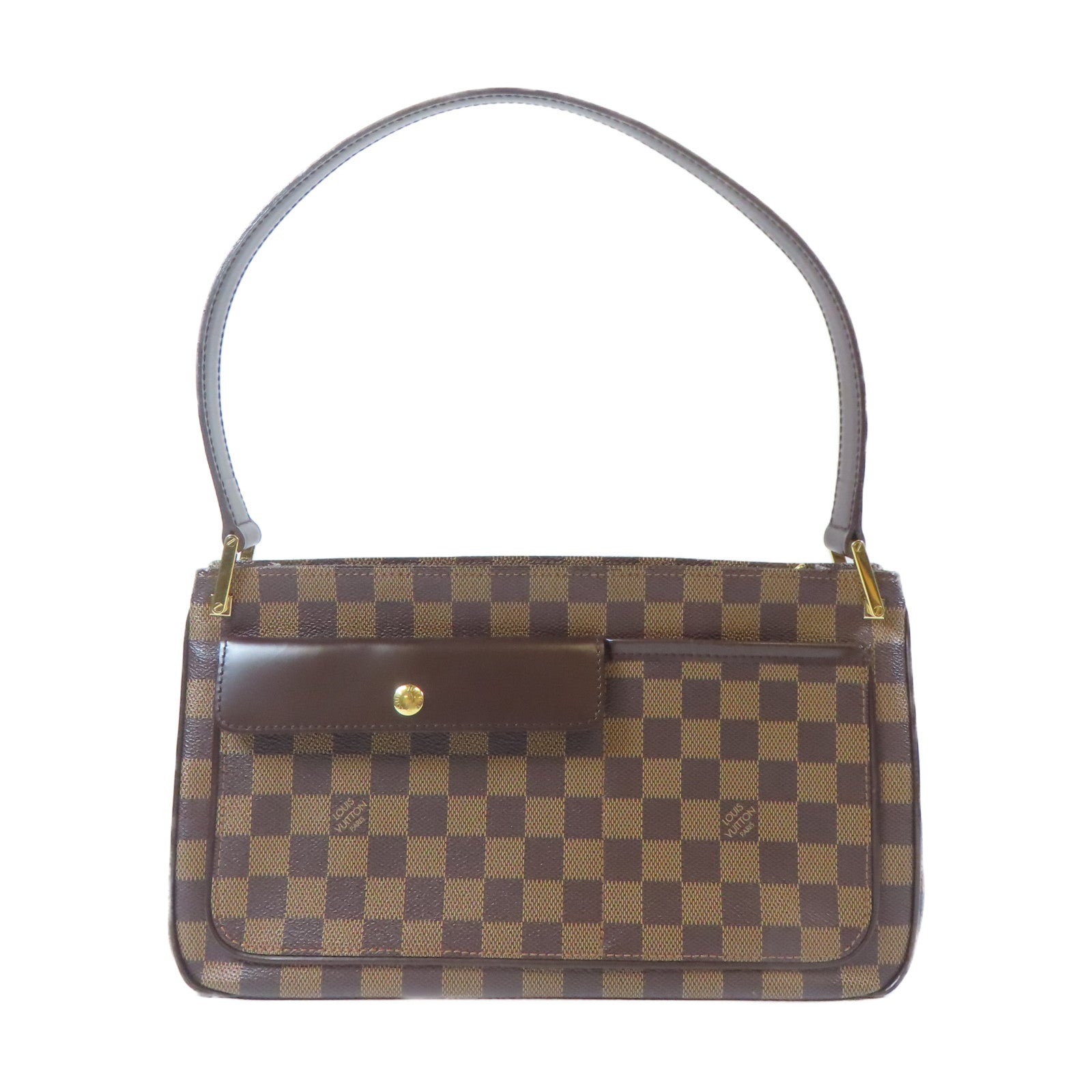 LOUIS VUITTON Damier Ebene Aubagne金扣肩背袋啡色