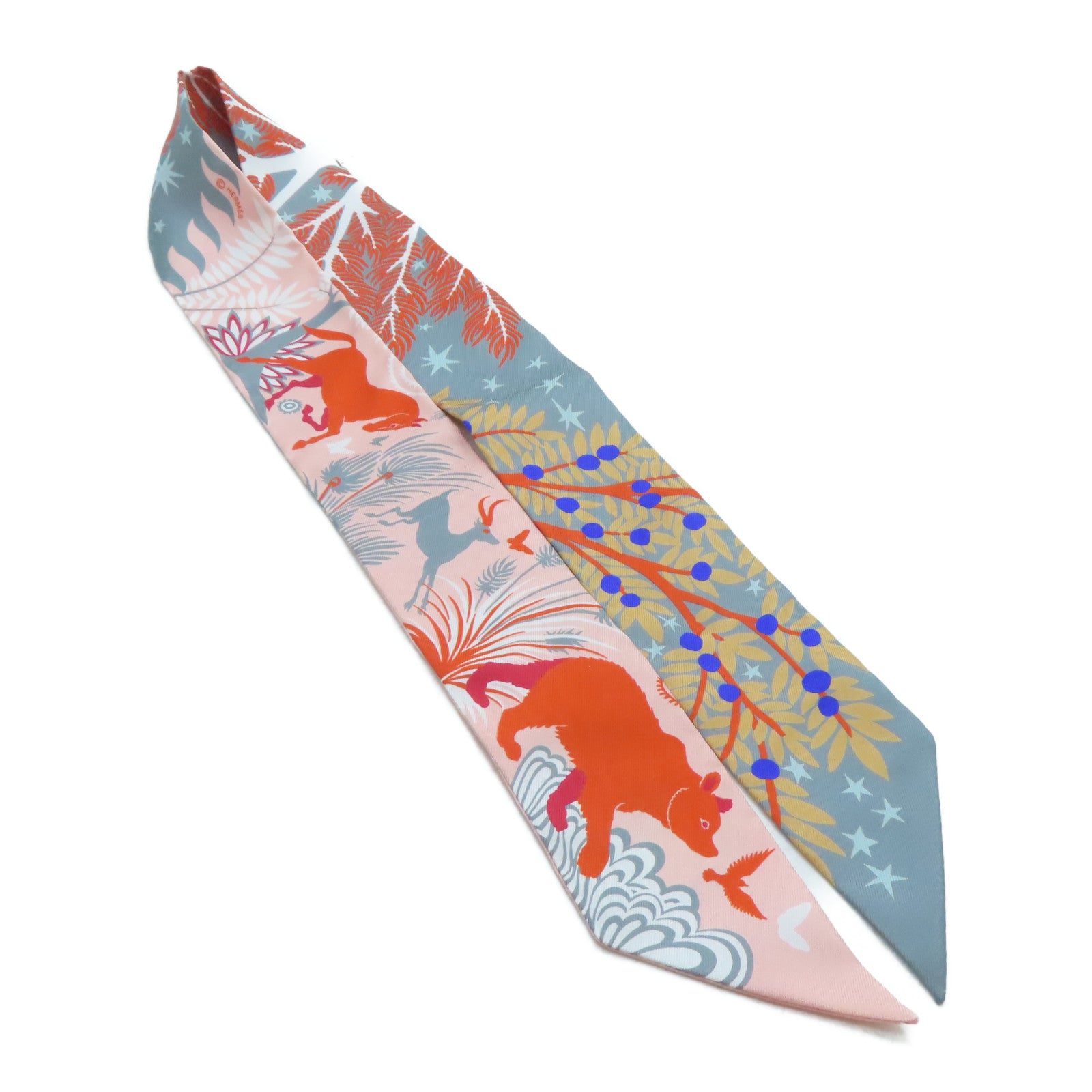 HERMES 【激減優惠】絲質Twilly絲巾粉紅色