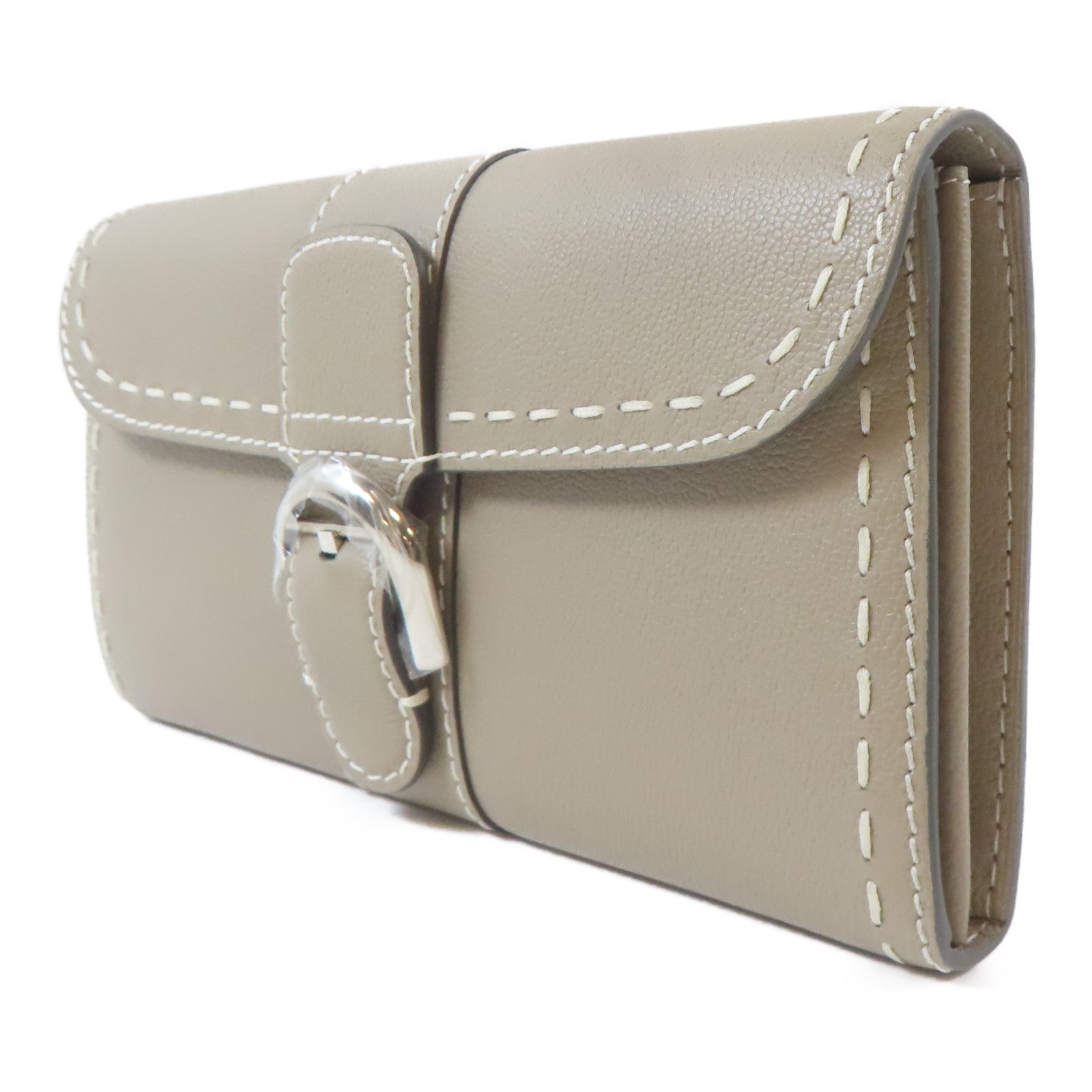 SELECTION 【激減優惠】牛皮皮革Delvaux Brillant Long Wallet Chain銀扣鏈帶肩背袋灰色
