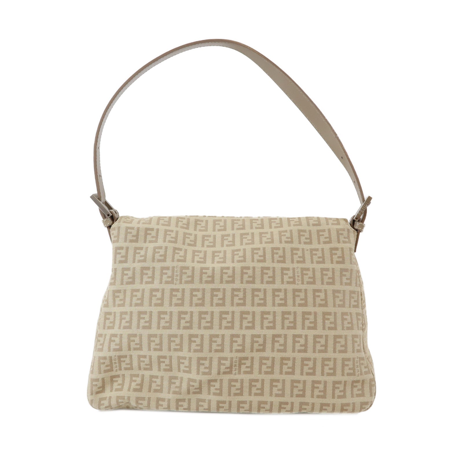 FENDI 帆布Zucchino Mamma Baguette銀扣手挽袋米色