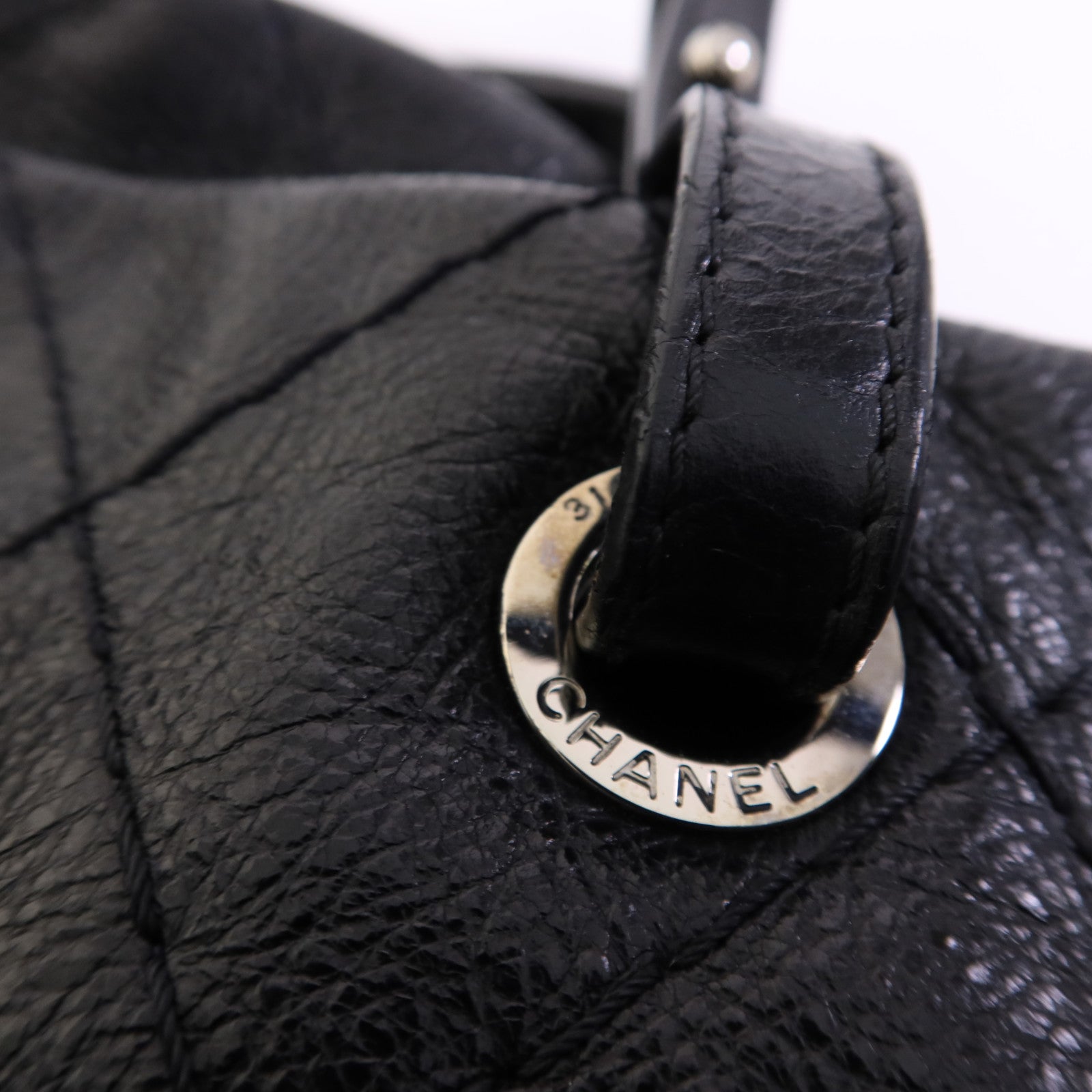 CHANEL 牛皮皮革Tote Bag銀扣肩背袋