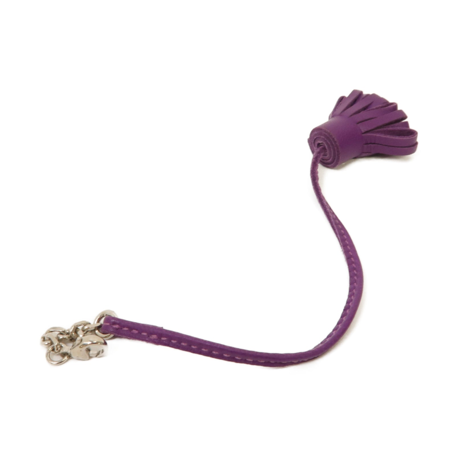HERMES 牛皮皮革Charm銀扣掛飾紫色