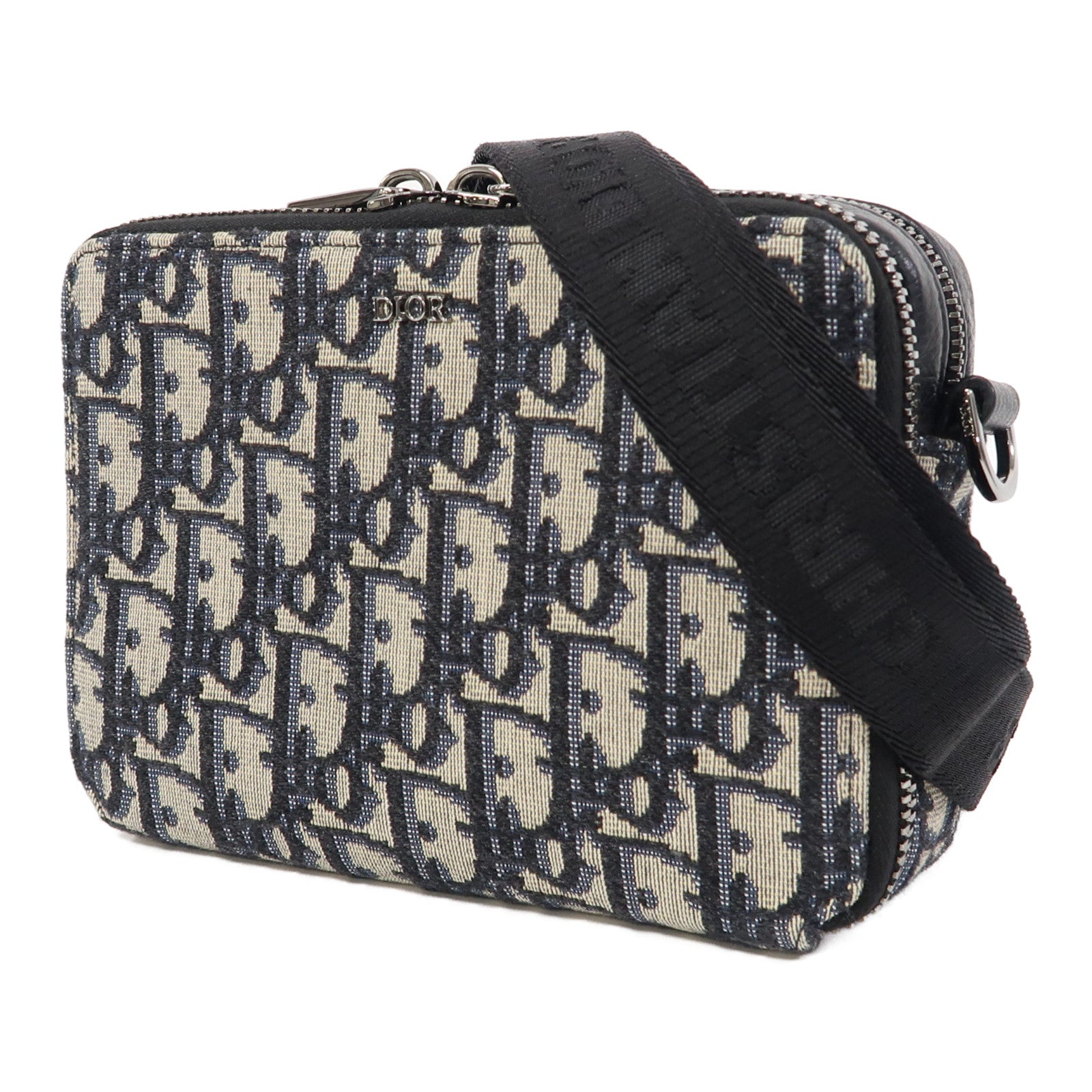 Dior 帆布Shoulder Bag銀扣肩背袋藍色