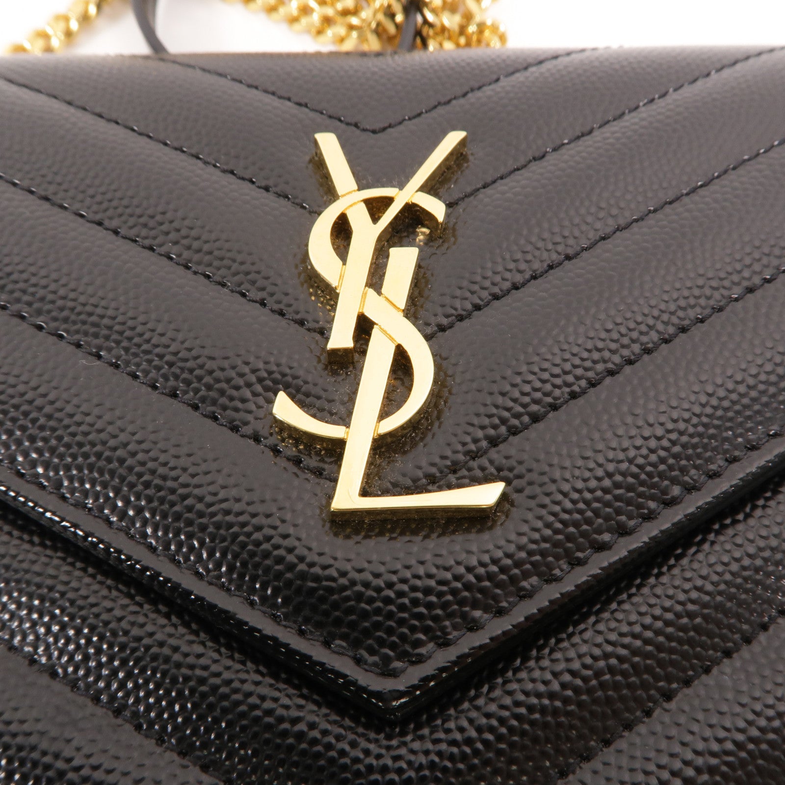 YVES SAINT LAURENT 牛皮皮革Cassandre Wallet On Chain鏈帶肩背袋