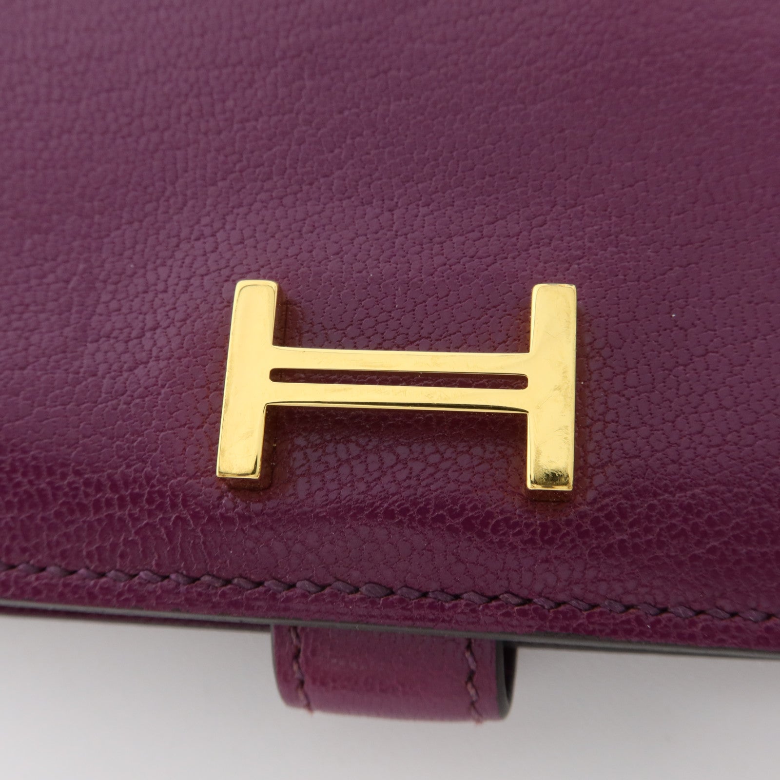 HERMES Chevre皮革Bearn Card Case金扣卡片套Anemone