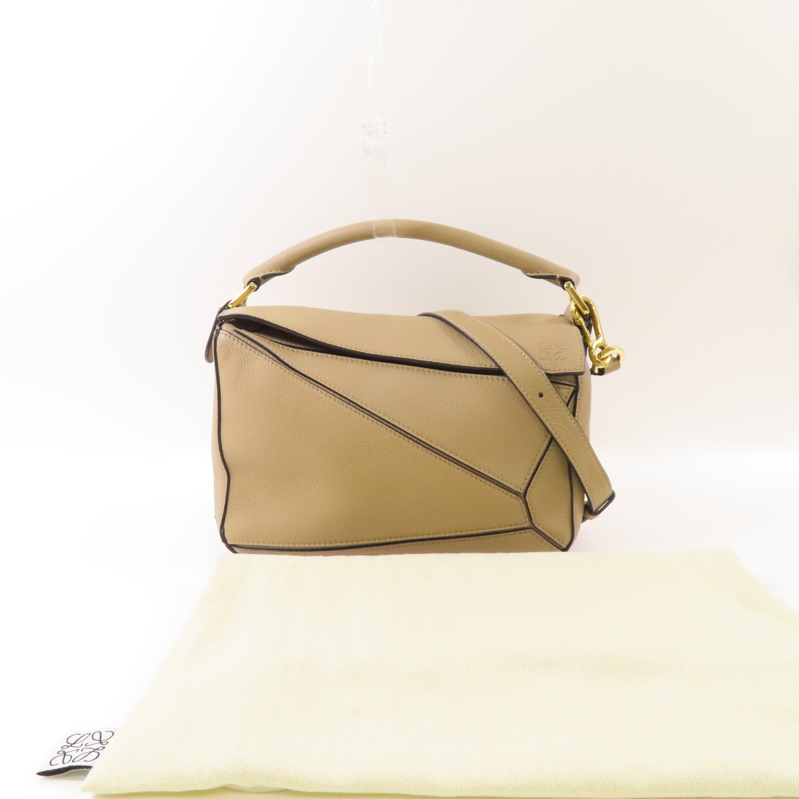 LOEWE 牛皮皮革Puzzle Small金扣手挽肩背兩用袋