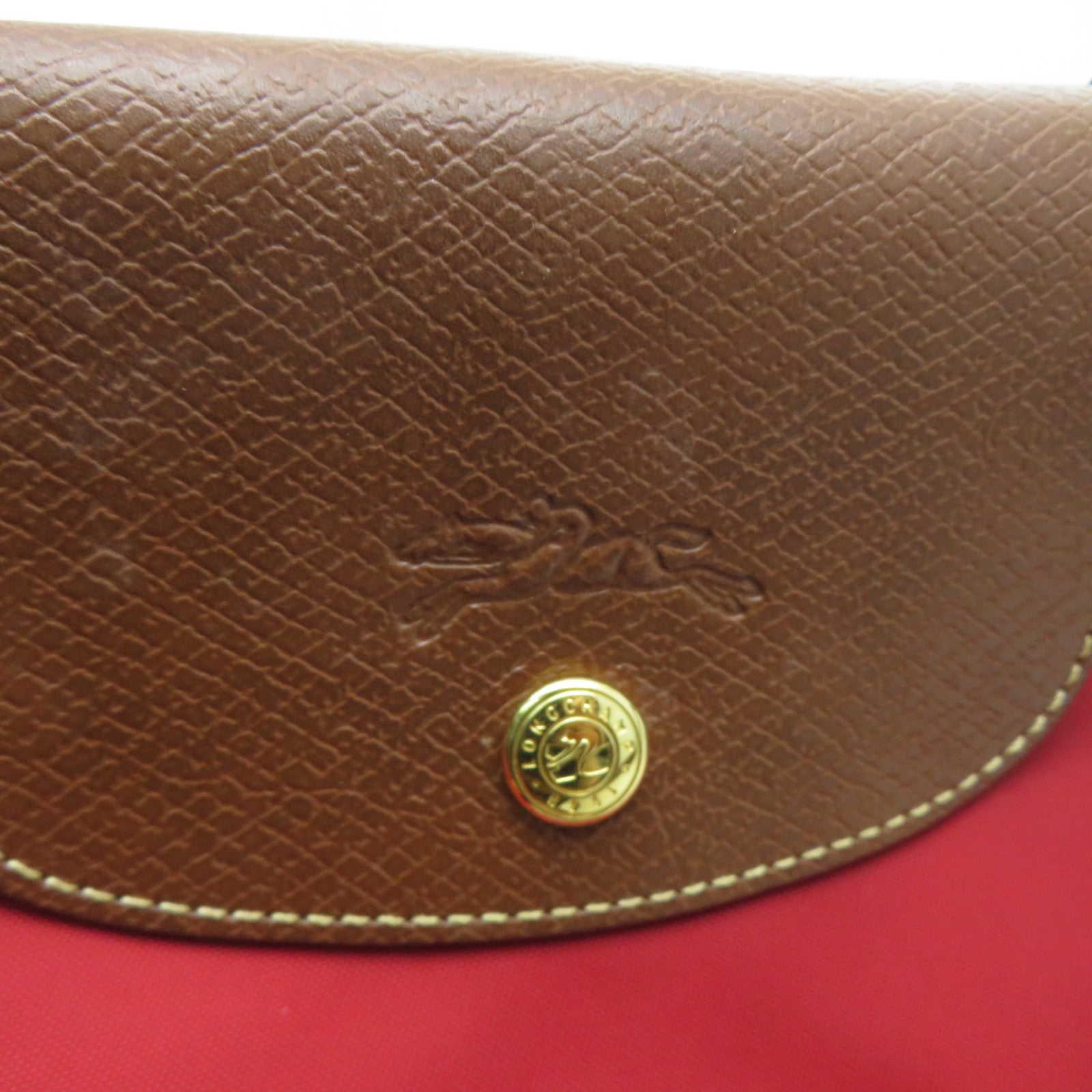 Longchamp 【激減優惠】尼龍/皮革Shoulder Bag金扣肩背袋紅色