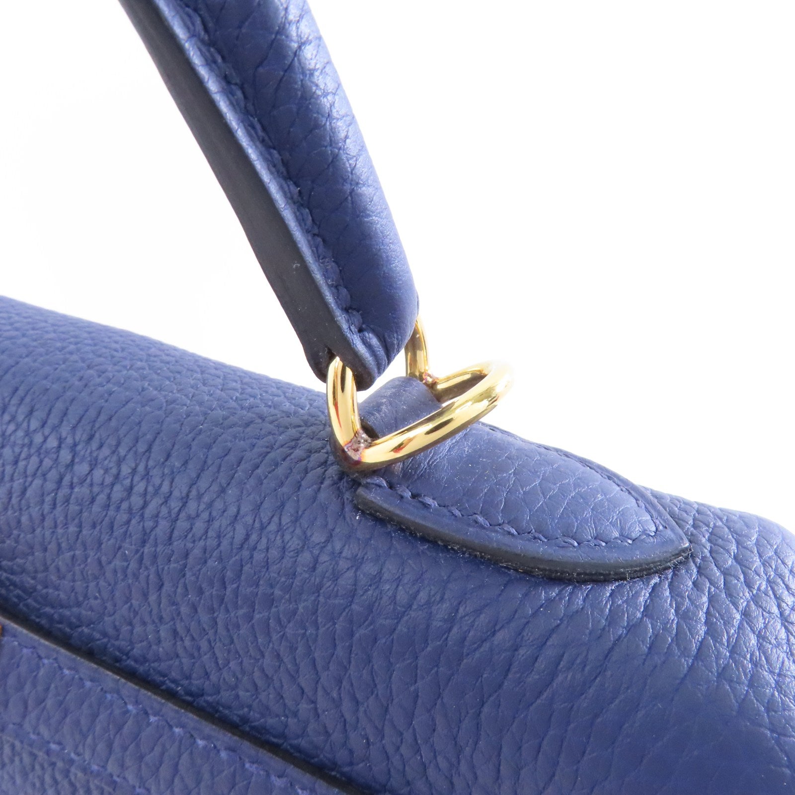 HERMES 【激減優惠】Togo皮革Kelly 25金扣手挽肩背兩用袋Bleu Saphir/藍色
