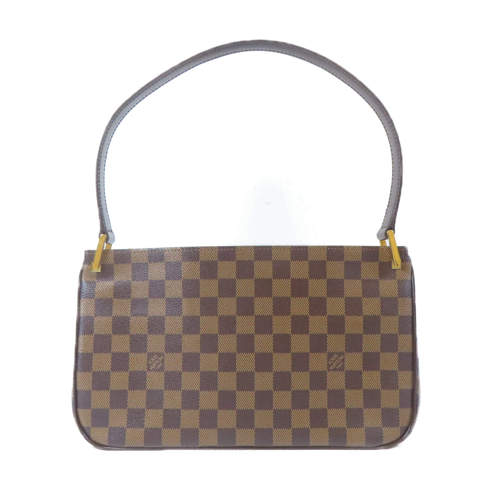 LOUIS VUITTON Damier Ebene Aubagne金扣肩背袋啡色