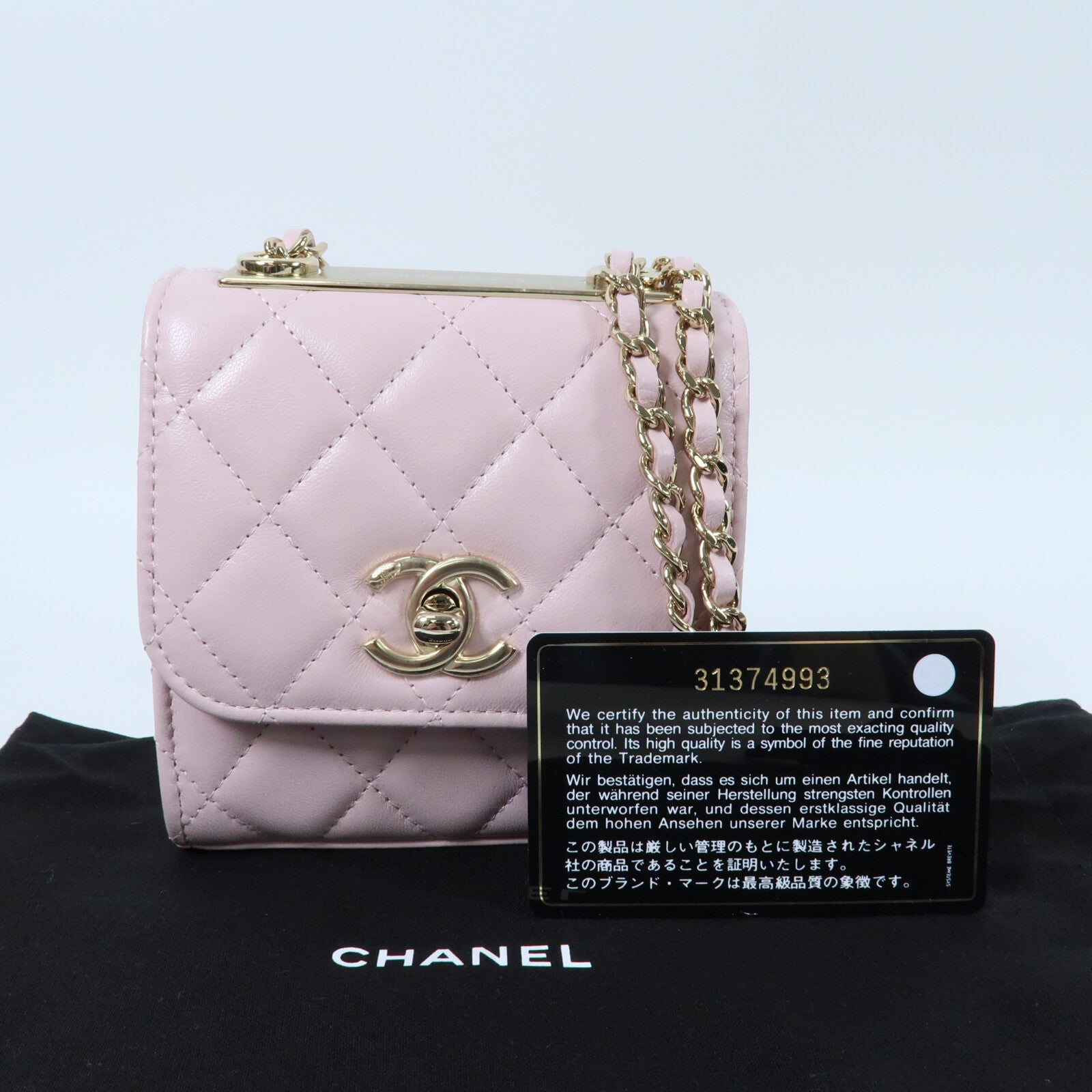CHANEL 羊皮皮革Trendy CC Mini Bag金扣鏈帶肩背袋