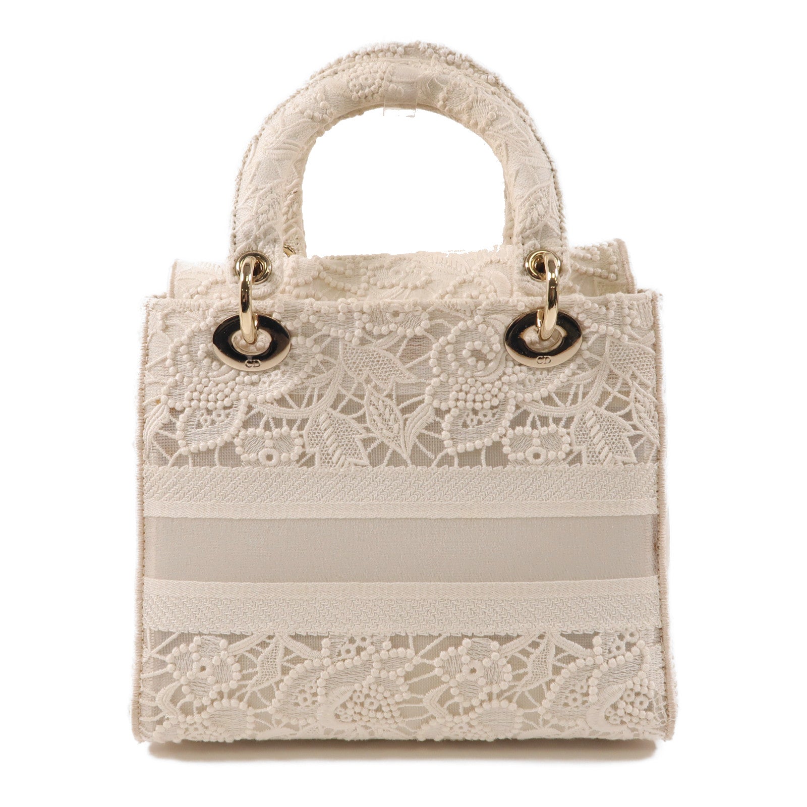 Dior 布料Lady Dior Shoulde手挽肩背兩用袋白色