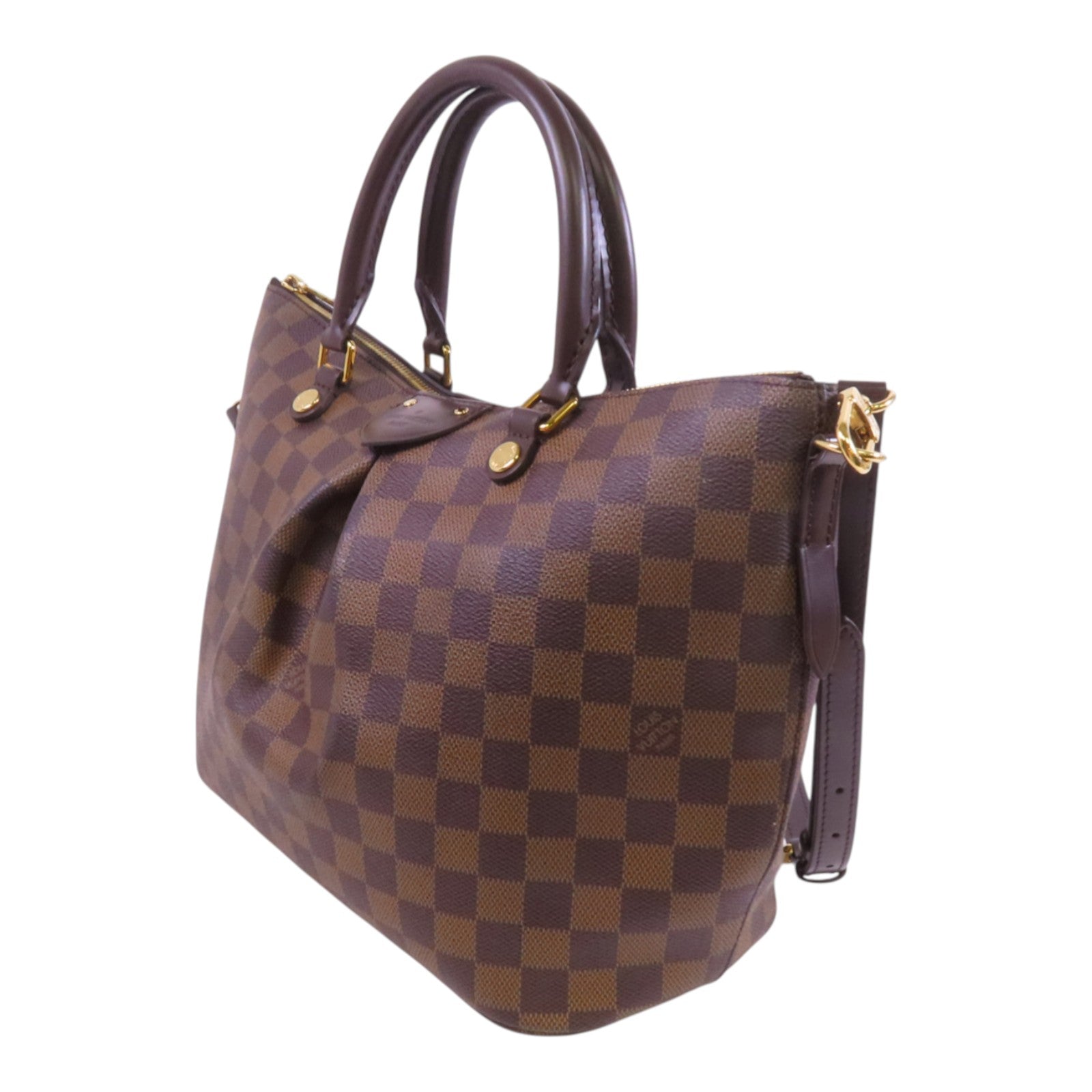 LOUIS VUITTON Damier Ebene Siena MM金扣手挽肩背兩用袋