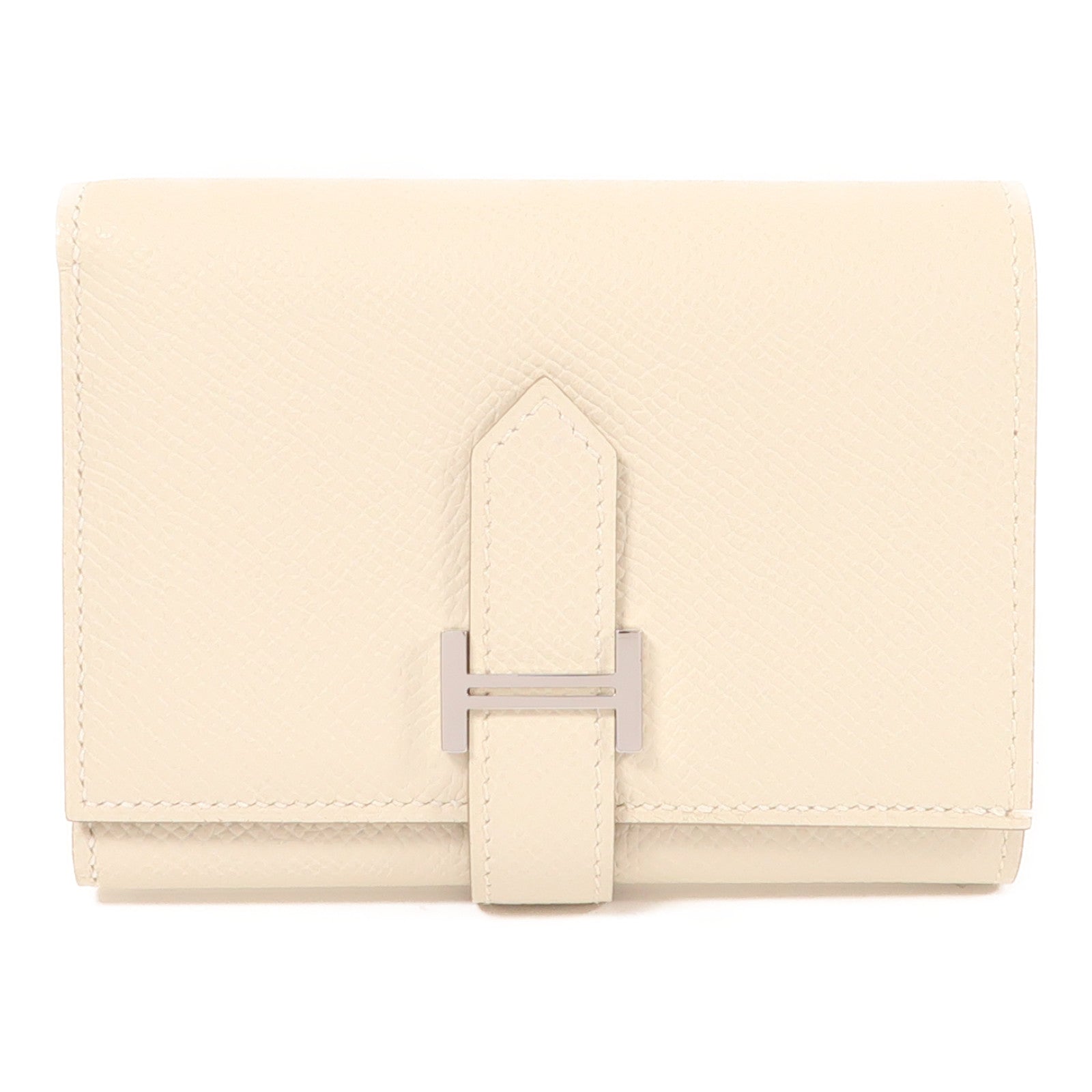 HERMES Epsom皮革Bearn Verso Wallet銀扣錢包10 Craie
