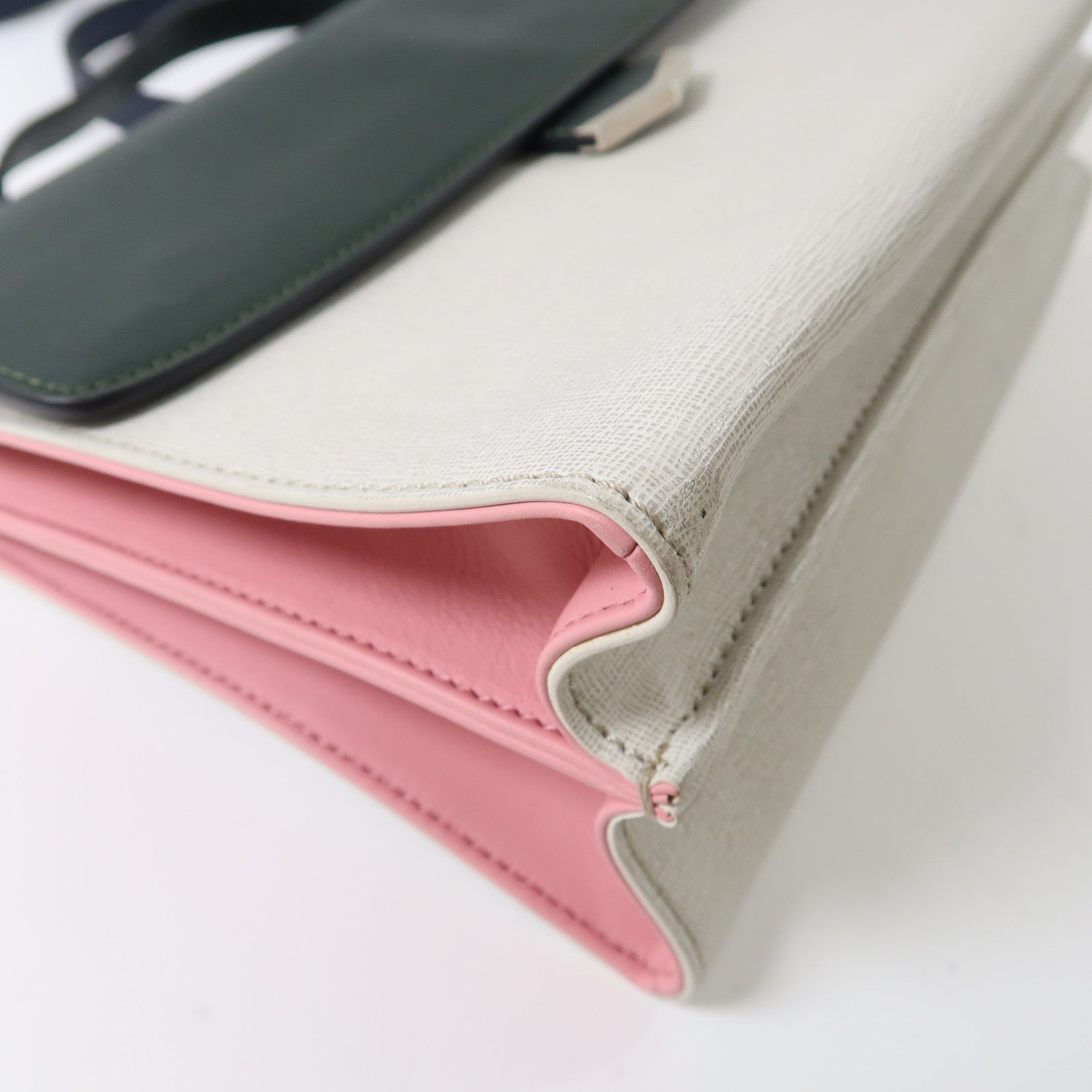 FENDI SHW 2 Way Bag 8BT-222-Z25 149-2384 Calfskin Leather Gray/Pink/Deep Green