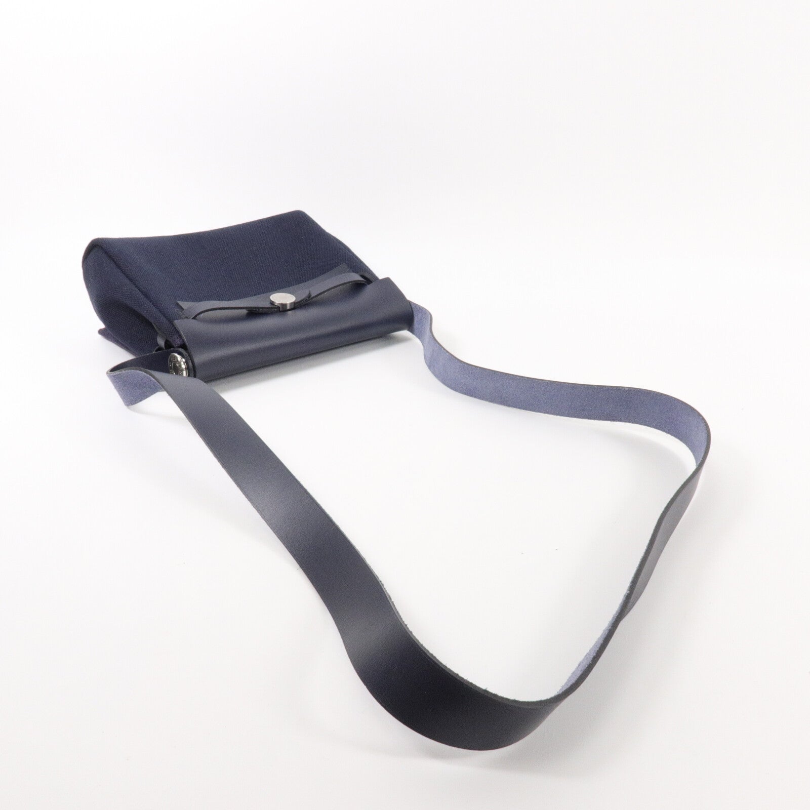 HERMES 帆布Mini Herbag肩背袋Bleu Indigo