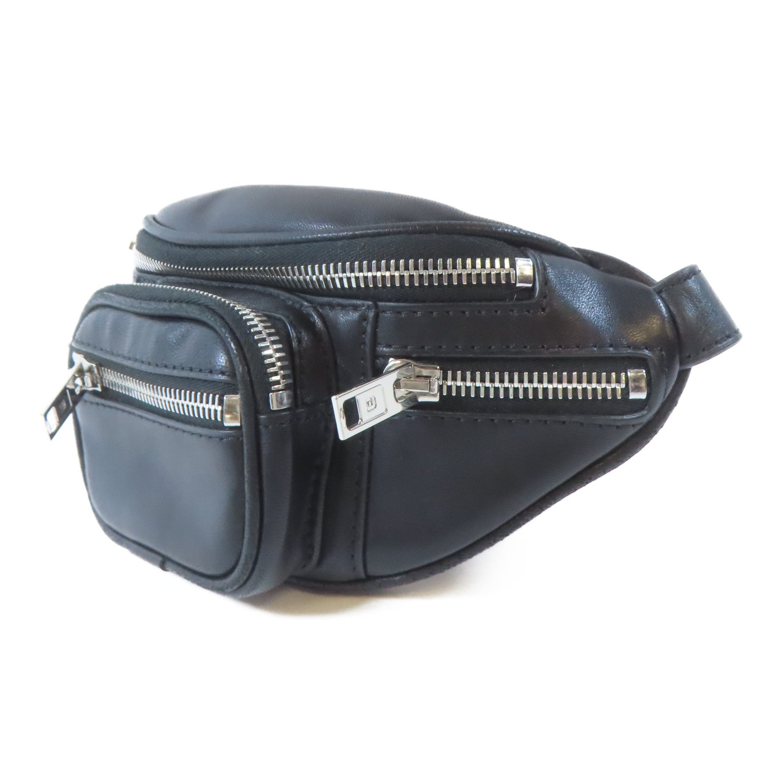alexanderwang 羊皮皮革Waist Bag銀扣腰包黑色