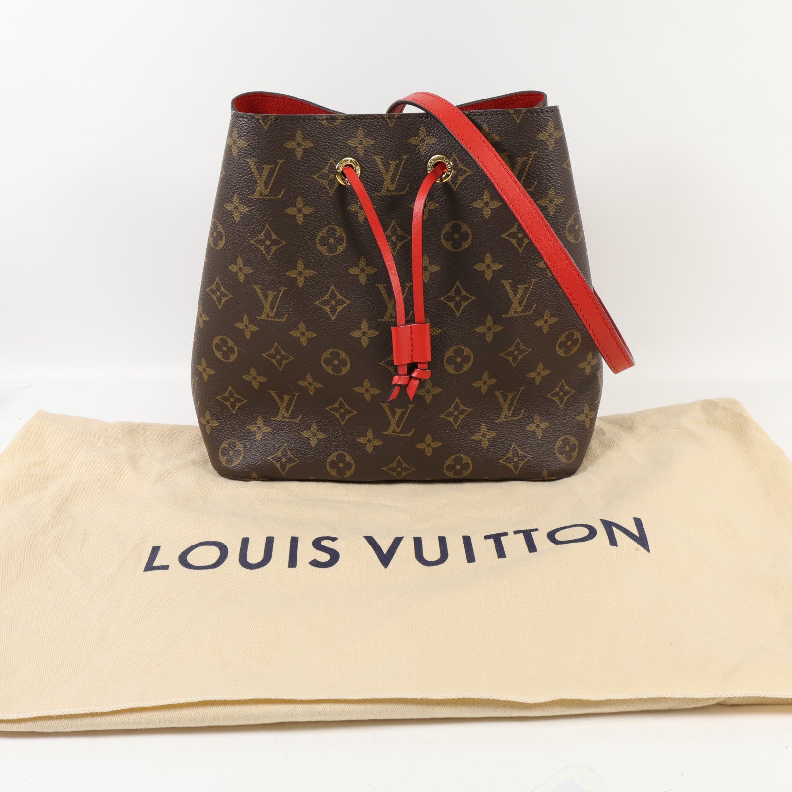 LOUIS VUITTON Monogram Neo Noe Bucket Bag金扣肩背袋Coquelicot
