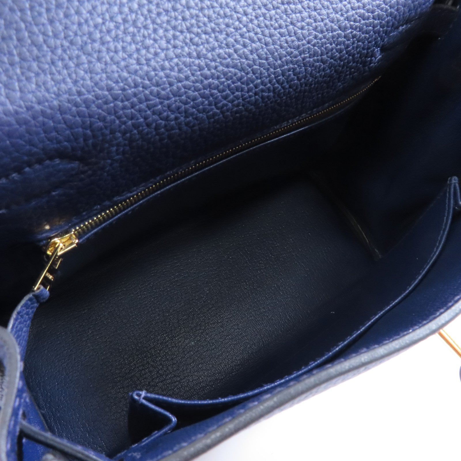 HERMES 【激減優惠】Togo皮革Kelly 25金扣手挽肩背兩用袋Bleu Saphir/藍色