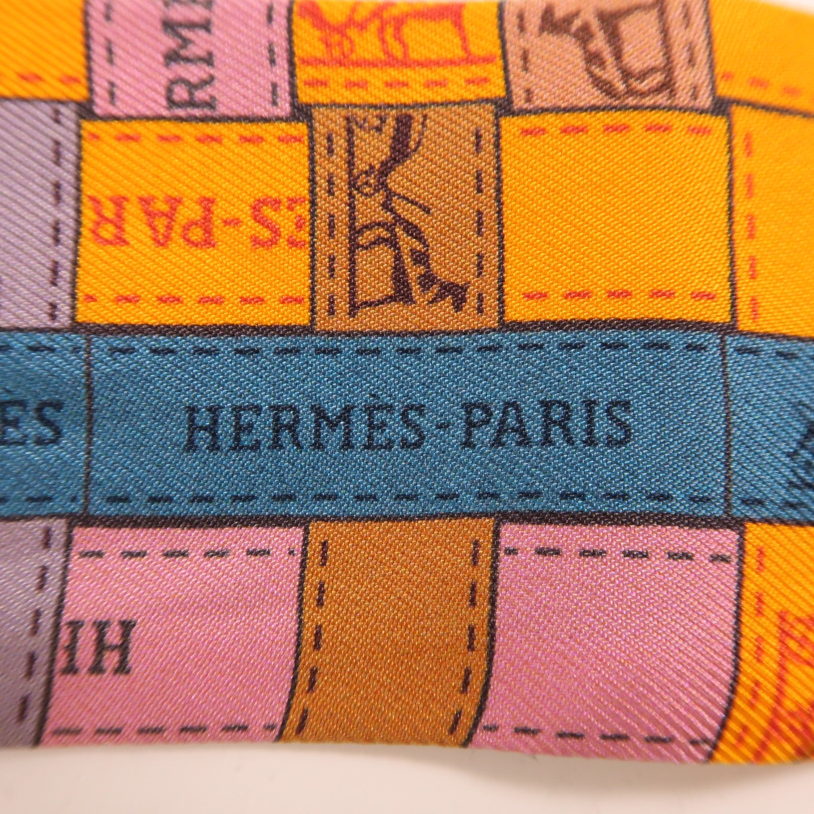 HERMES 絲質Twilly絲巾橙色