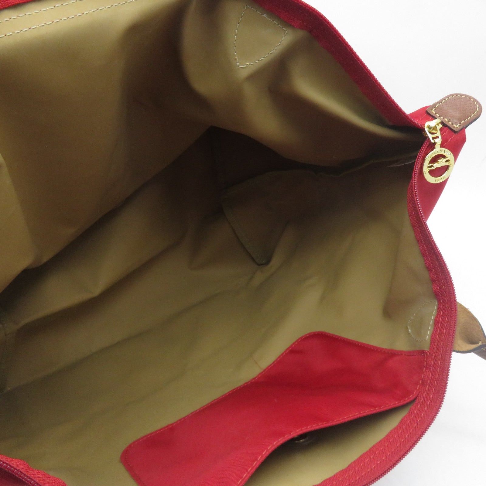 Longchamp 【激減優惠】尼龍/皮革Shoulder Bag金扣肩背袋紅色