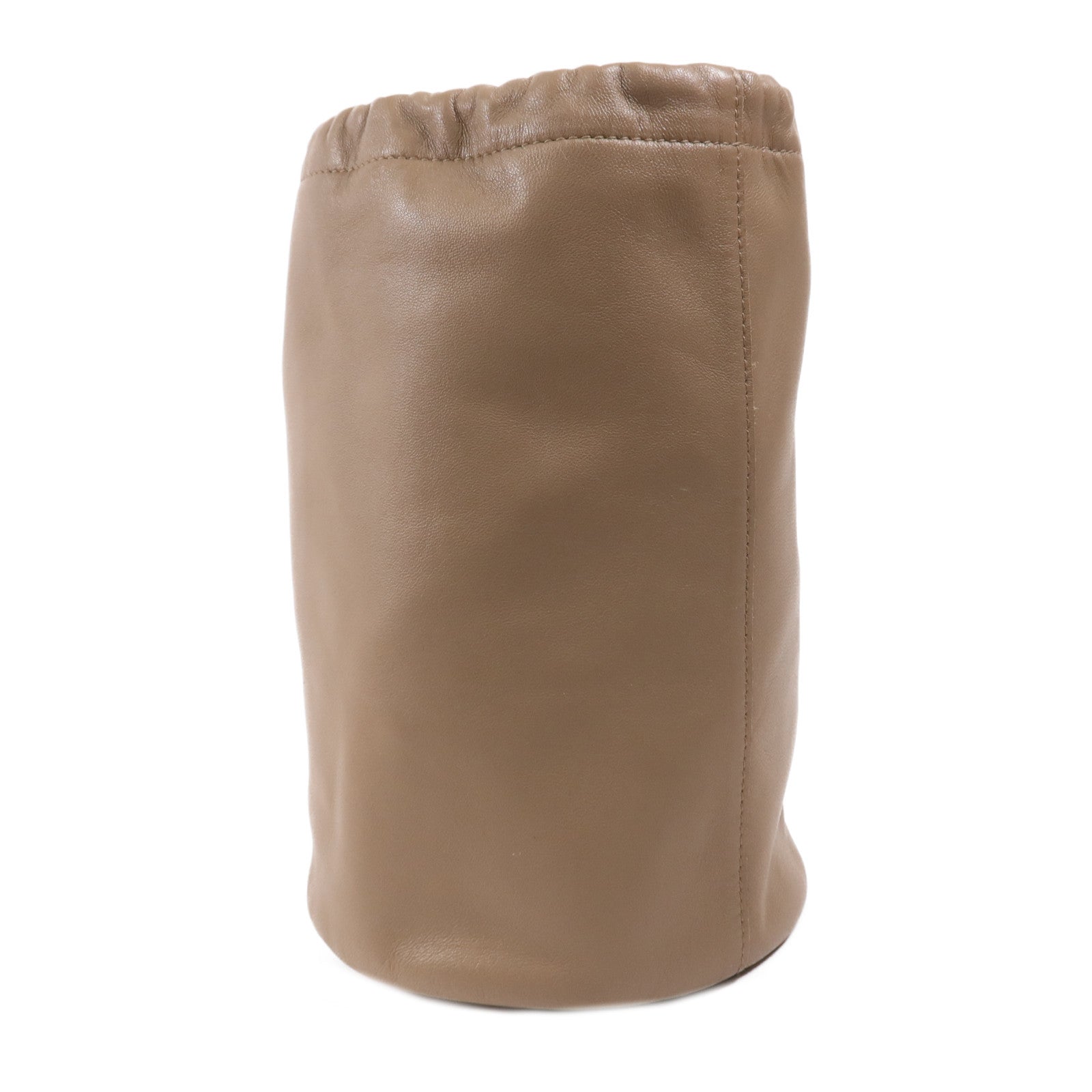 HERMES Milo皮革Bucket Bag銀扣手拿包Etoupe