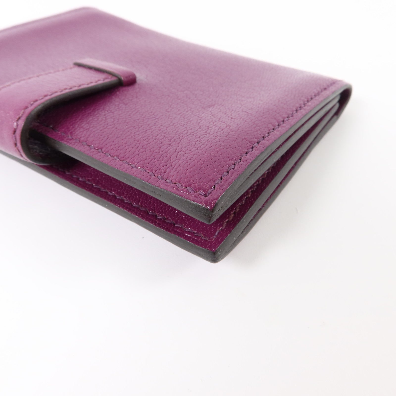 HERMES Chevre皮革Bearn Card Case金扣卡片套Anemone