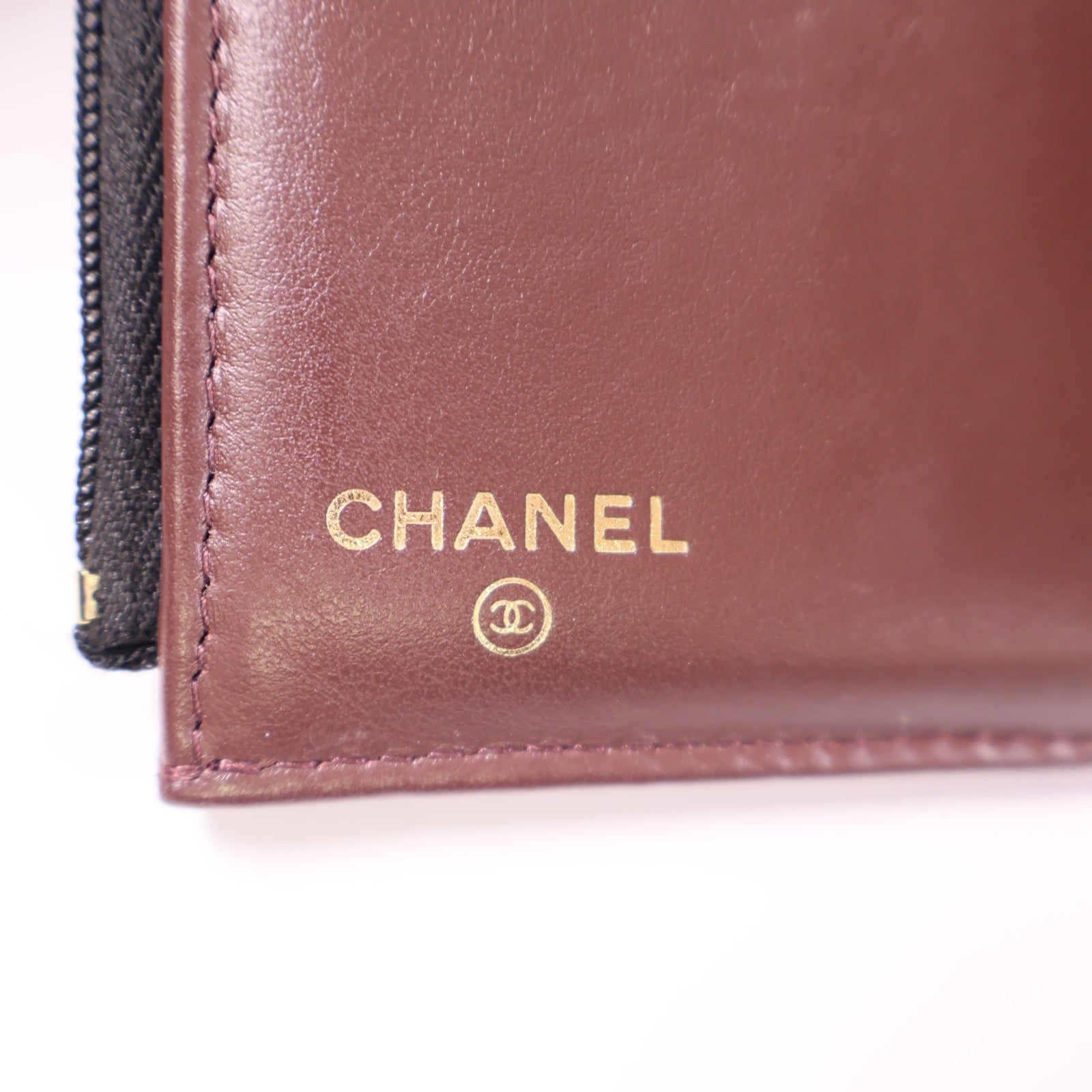 CHANEL 牛皮皮革Wallet金扣錢包黑色