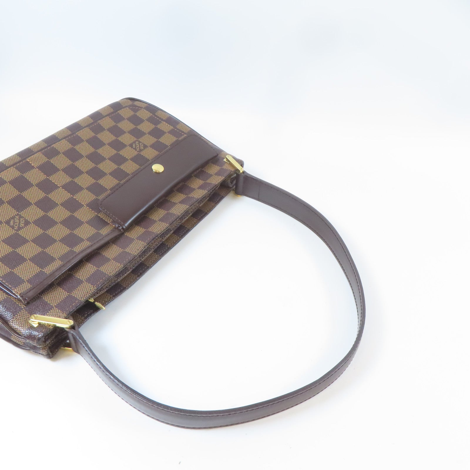 LOUIS VUITTON Damier Ebene Aubagne金扣肩背袋啡色
