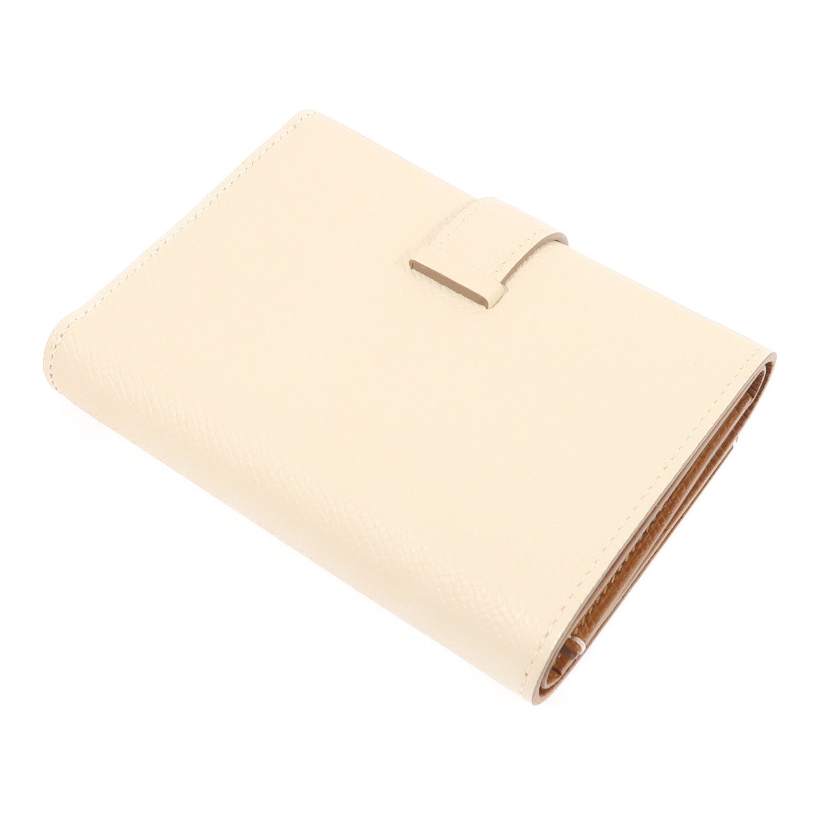 HERMES Epsom皮革Bearn Verso Wallet銀扣錢包10 Craie