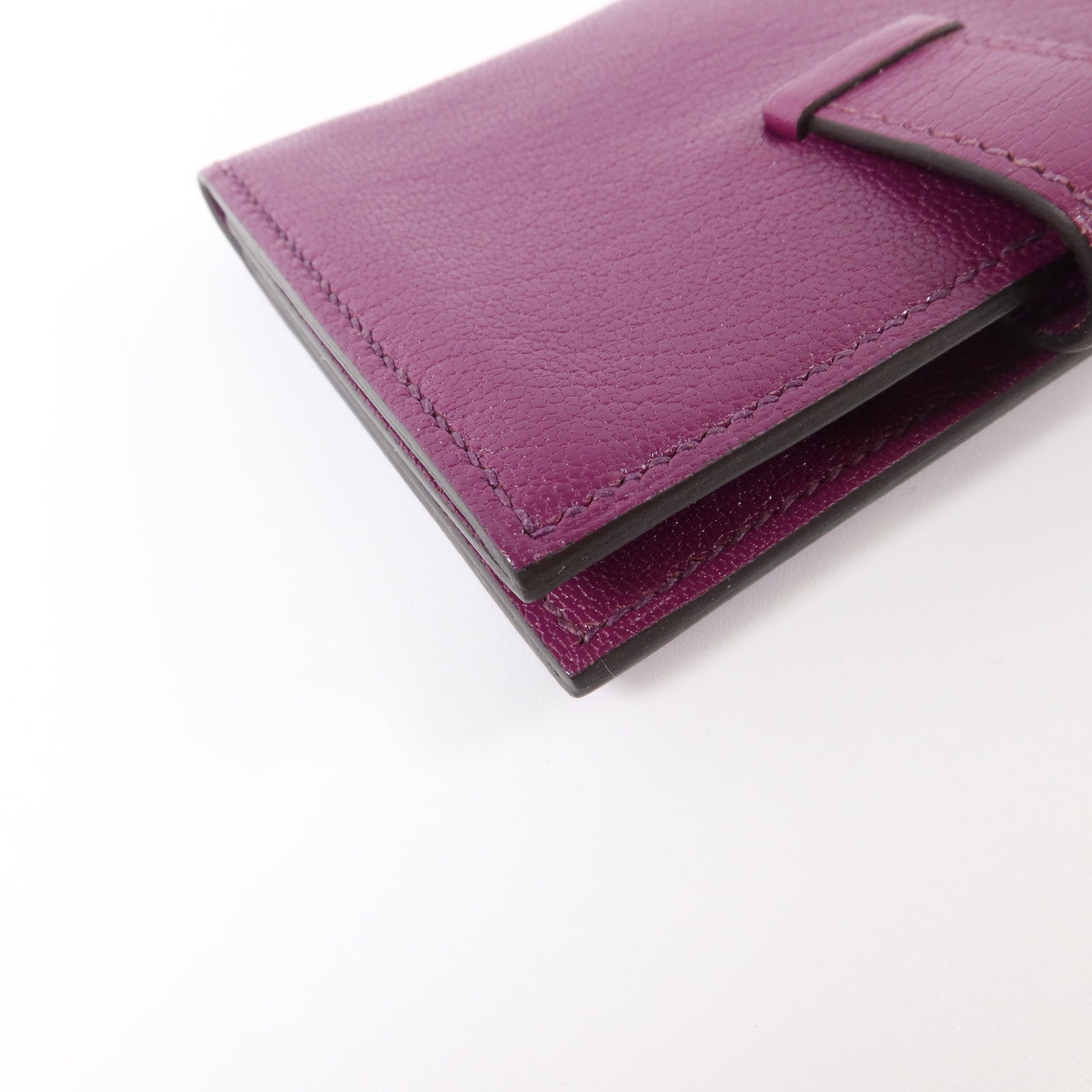 HERMES Chevre皮革Bearn Card Case金扣卡片套Anemone